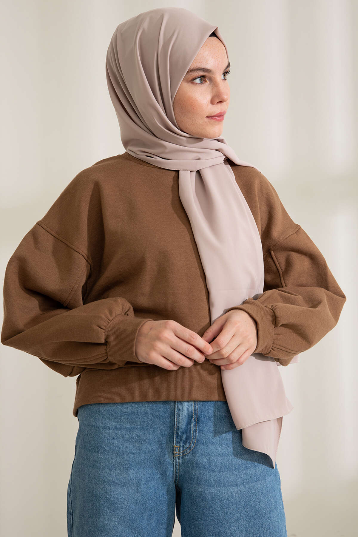 Medine İpeği Şal - Latte