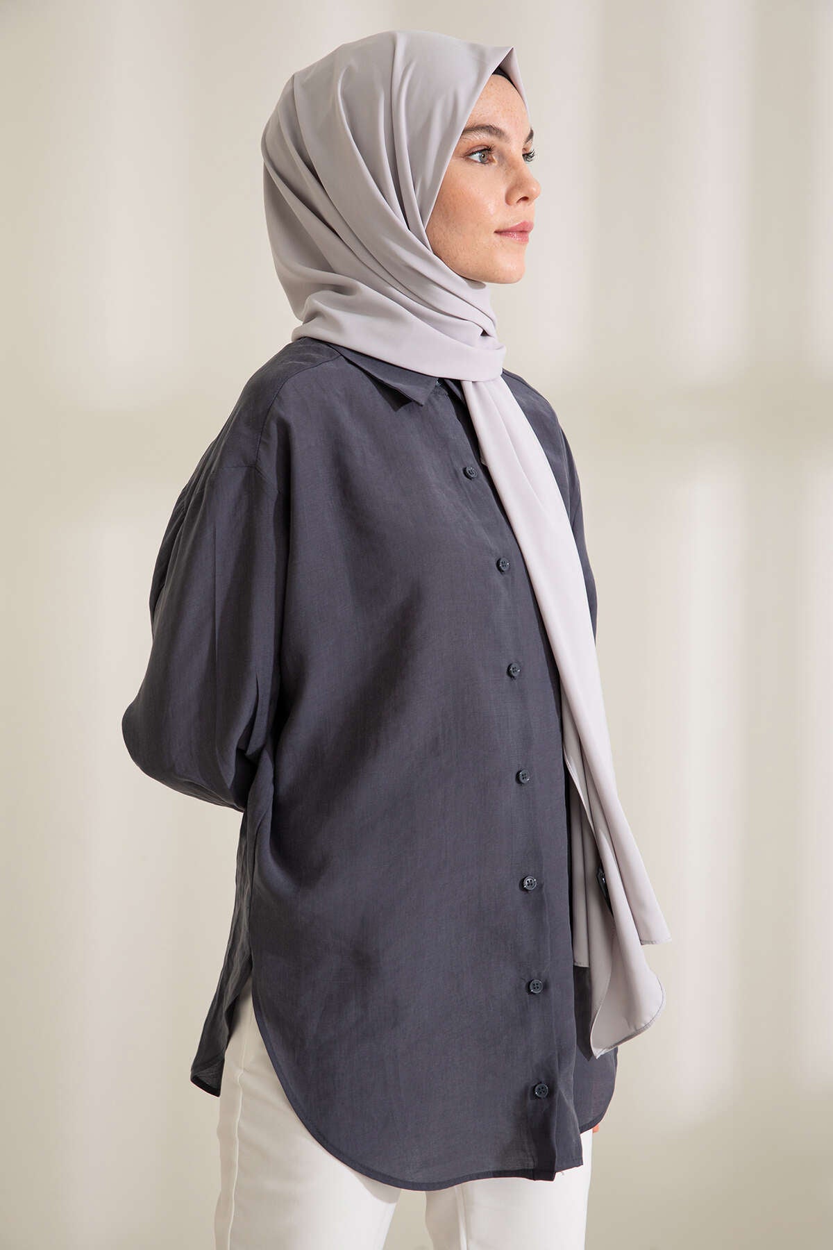 Medine İpeği Şal - Soft Gri