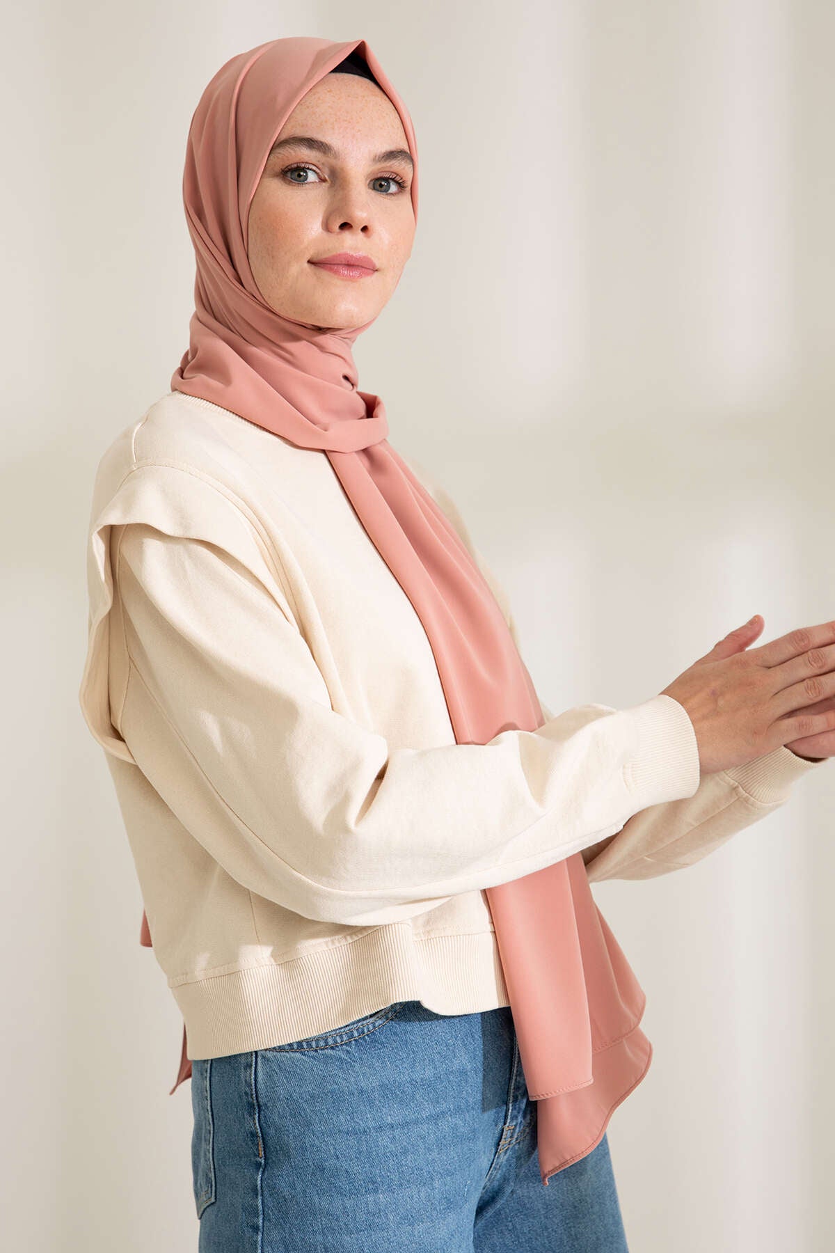 Medine İpeği Şal - Soft Gül Kurusu