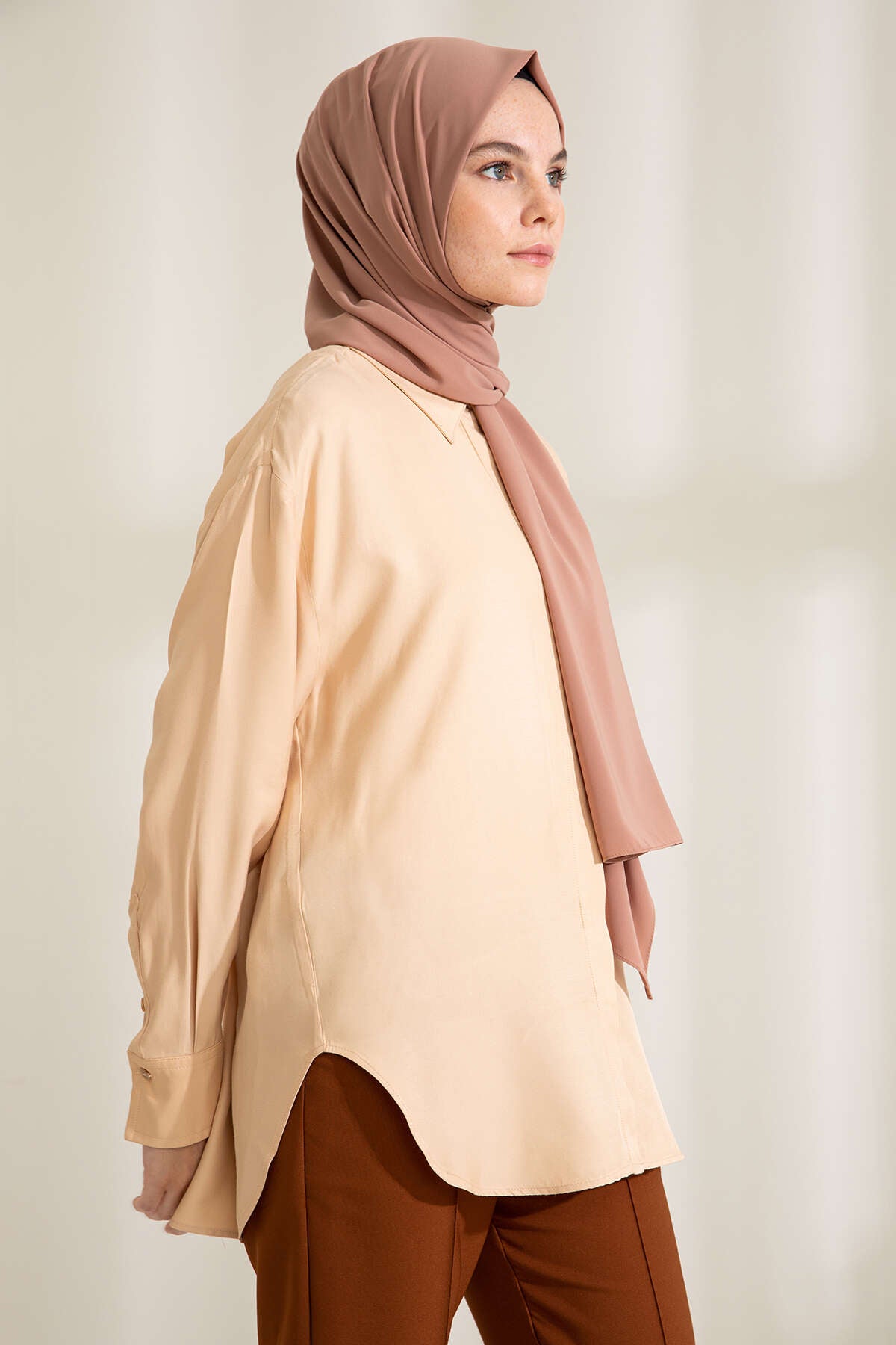 Medine İpeği Şal - Sütlü Kahve