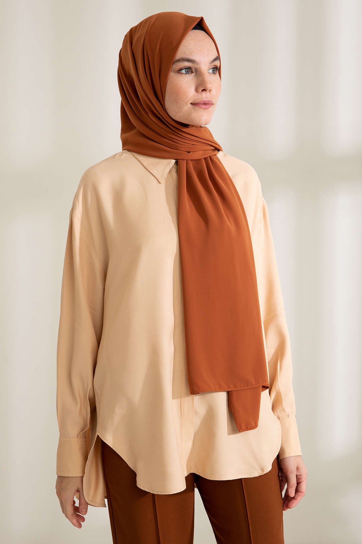 Medine İpeği Şal - Taba