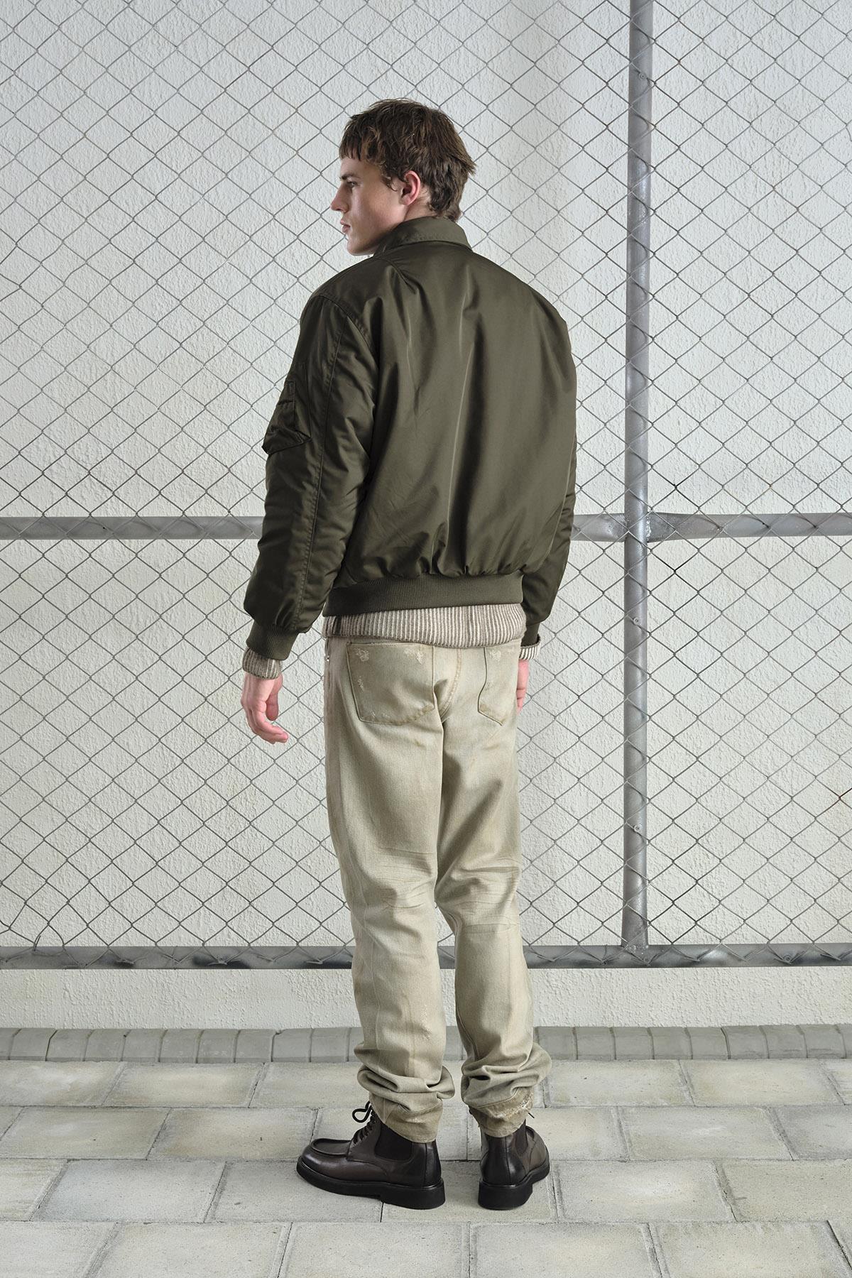 METAL AKSESUARLI HAKİ BOMBER CEKET