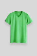 Neon Green Basic Short Sleeve Standard Fit V Neck Men's T-Shirt - 87912