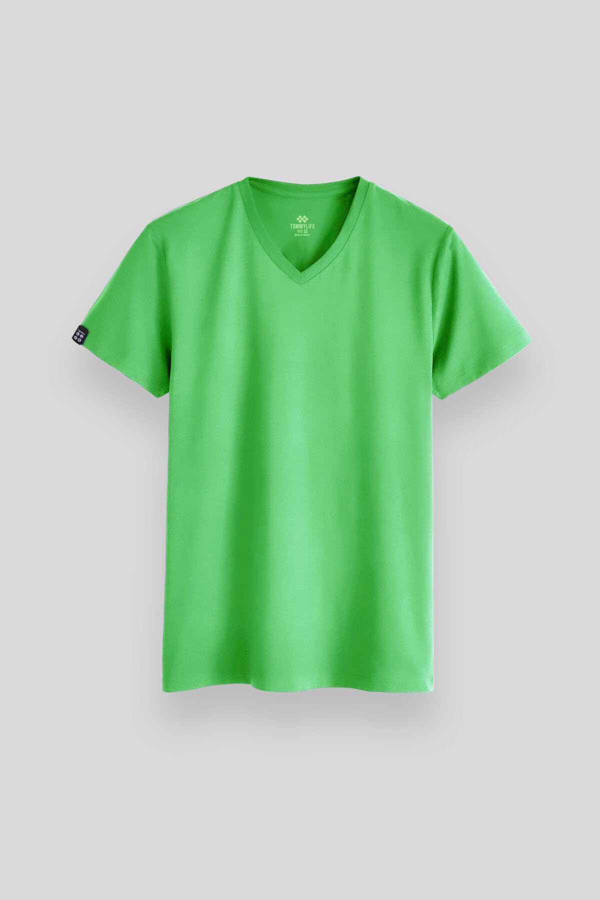 Neon Yeşil Basic Kısa Kol Standart Kalıp V Yaka Erkek T-Shirt - 87912