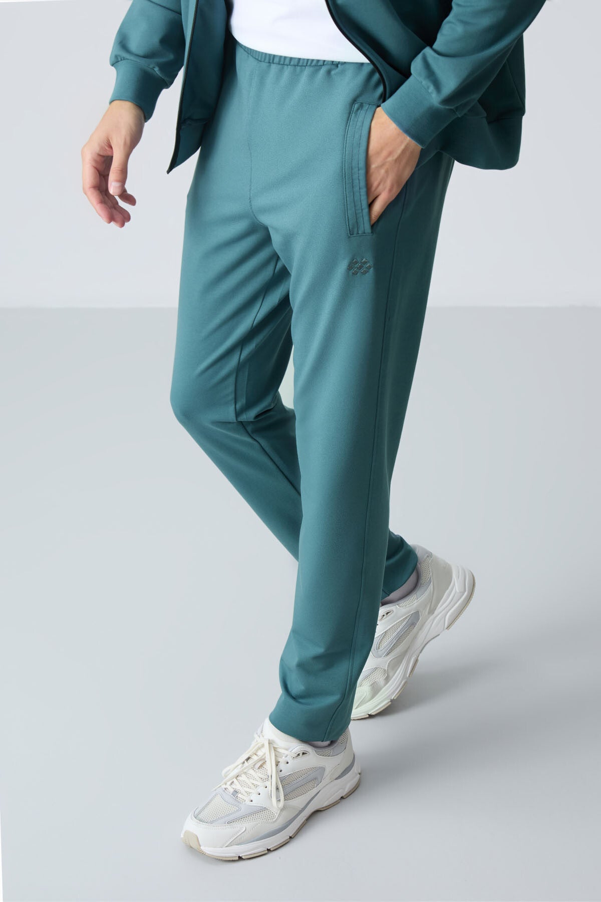 Orman Yeşili Pamuklu Kalın Yumuşak Dokulu Comfort  Fit Basic Erkek Eşofman Takım - 85260