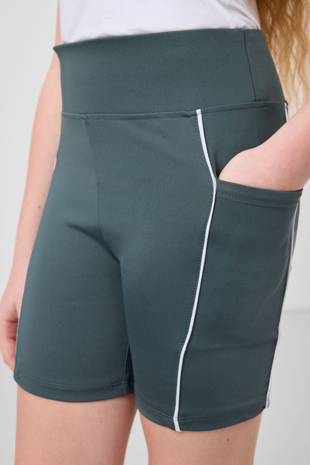 Orman Yeşili Esnek Standart Fit Basic Performans Kız Çocuk Tayt - 75189