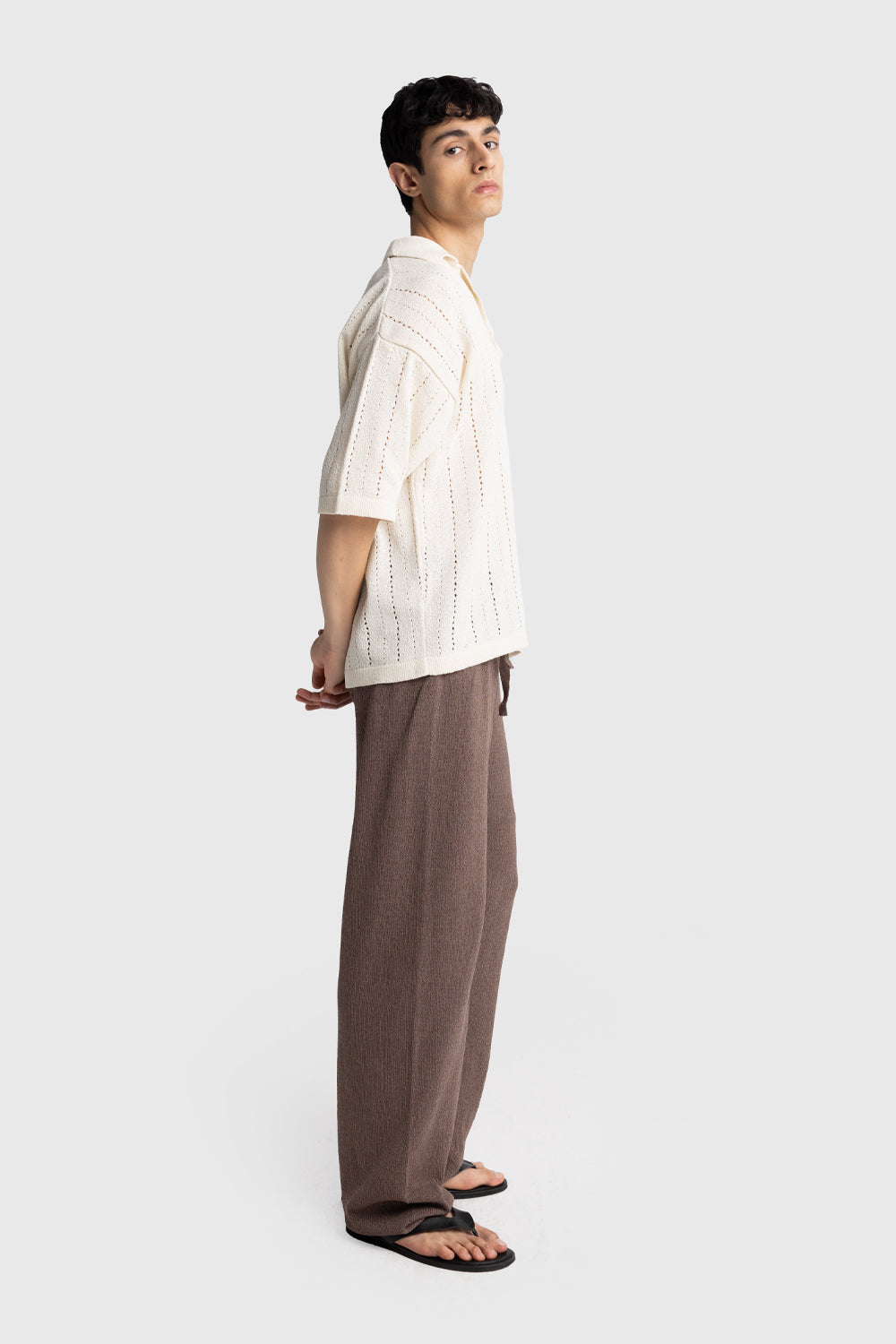 ÖRME TRIKO T-SHIRT - BEJ S