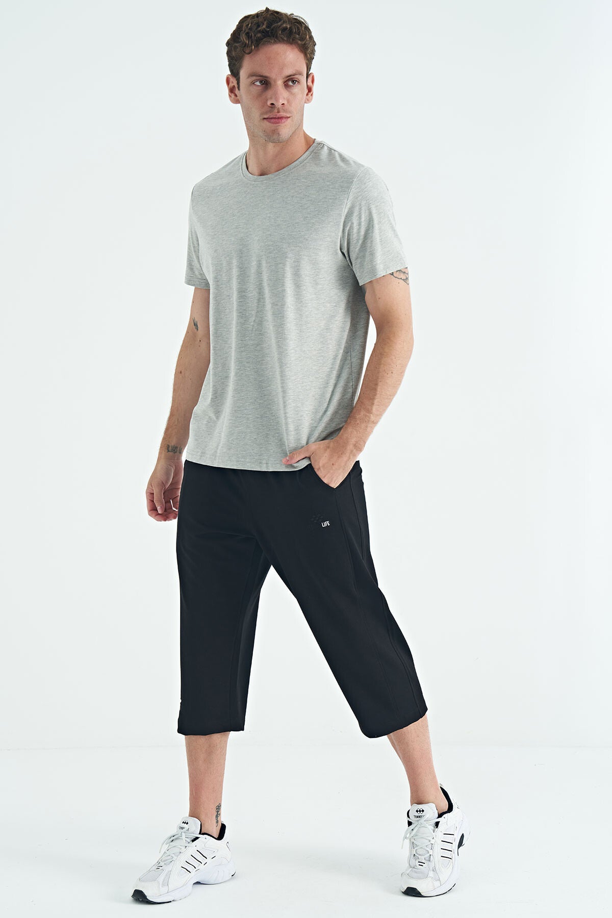 Gri Melanj Erkek Basic Kısa Kol Standart Kalıp O Yaka T-shirt - 87911