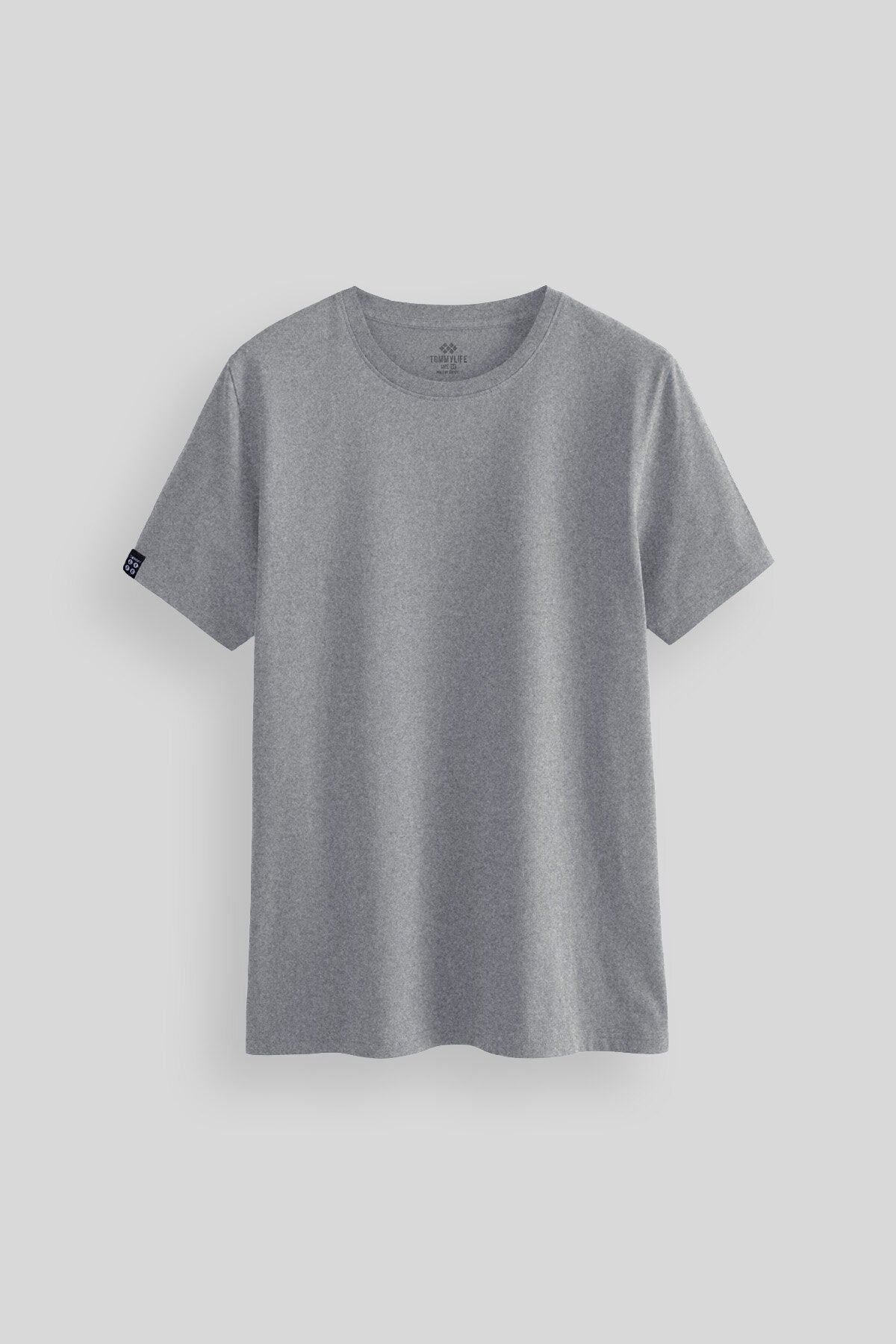 Gri Melanj Erkek Basic Kısa Kol Standart Kalıp O Yaka T-shirt - 87911