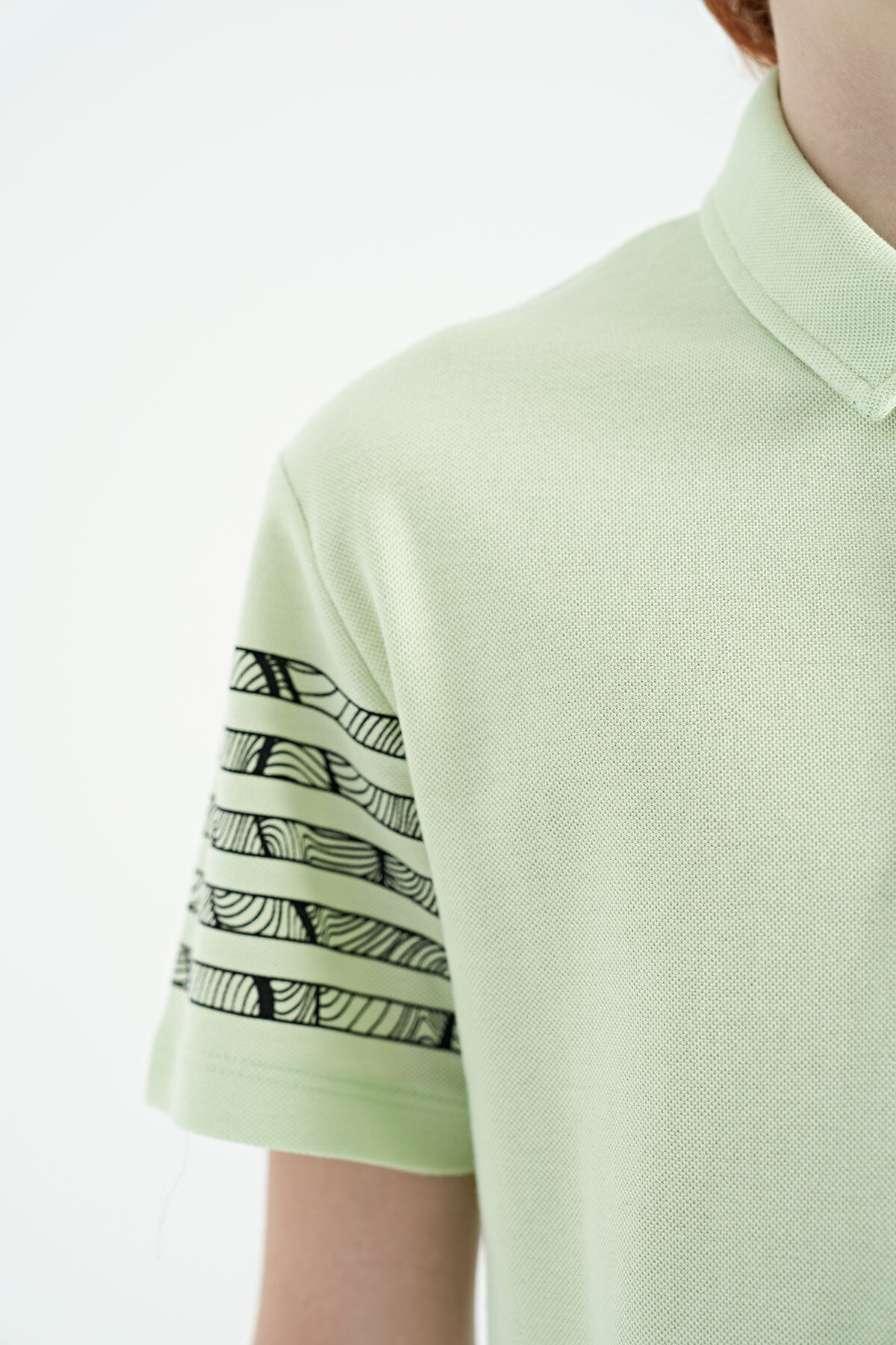 Açık Yeşil Kol Baskı Detaylı Standart Kalıp Polo Yaka Erkek Çocuk T-Shirt - 11093