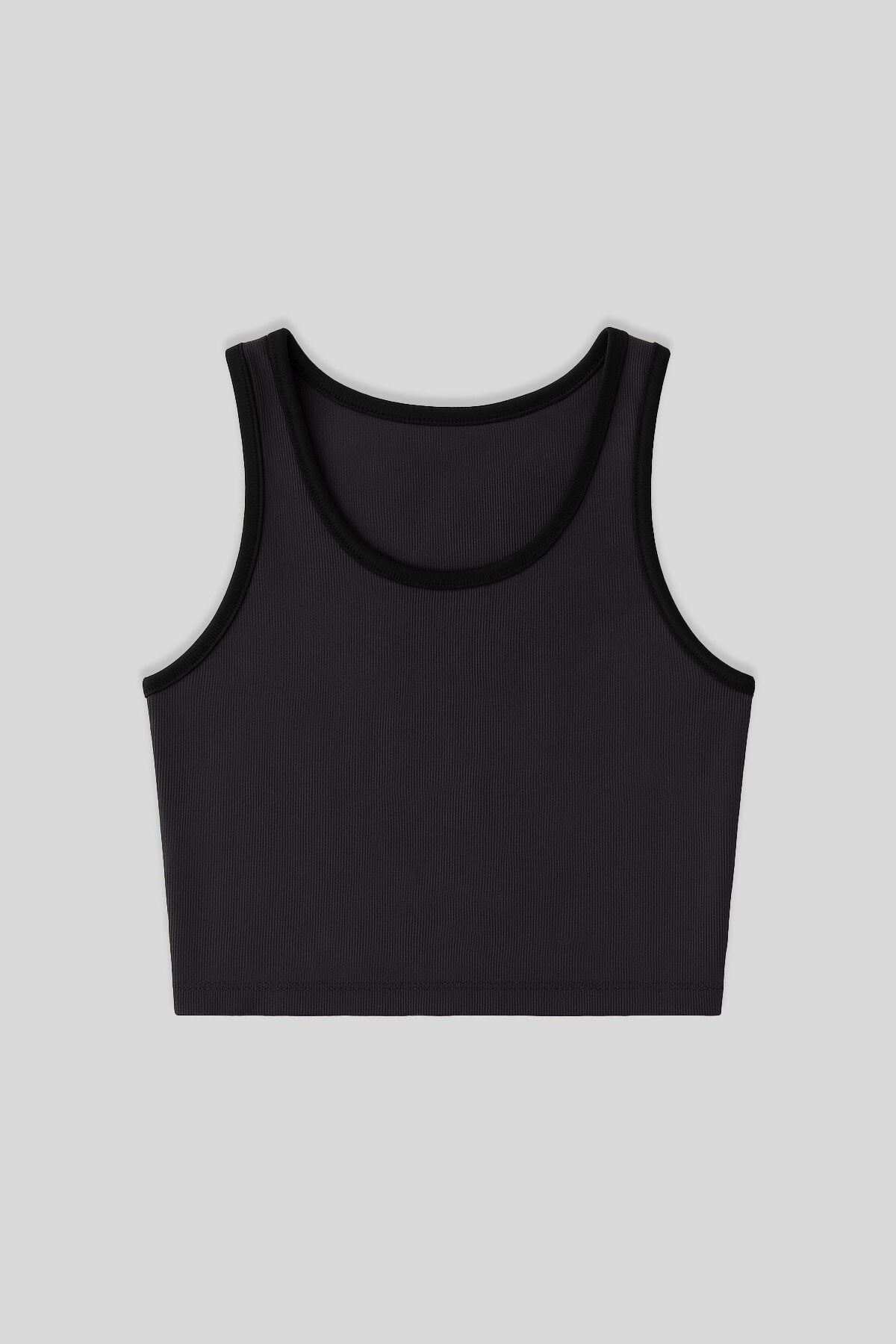Antrasit Basic Sıfır Kol Dar Kalıp U Yaka Kadın Crop Top Atlet - 97162