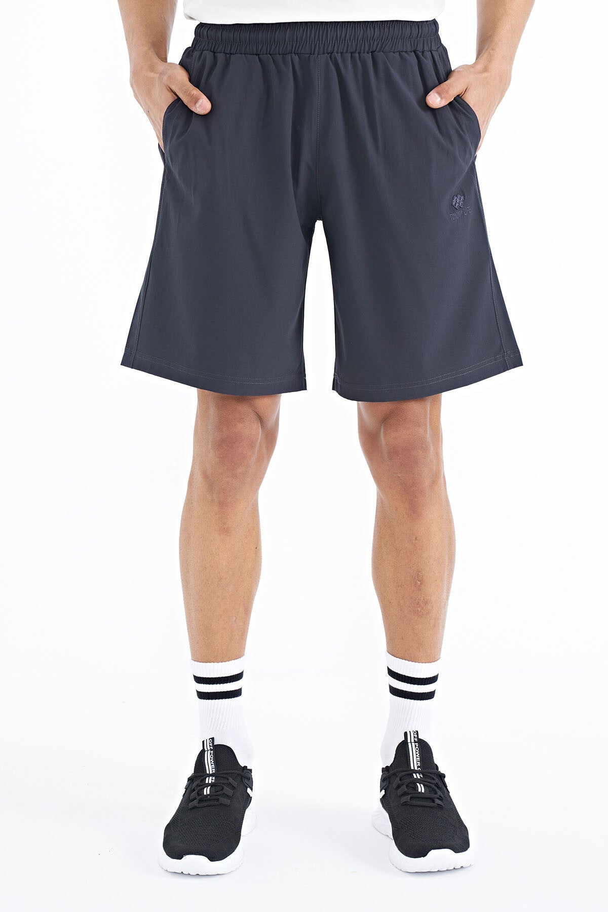 Antrasit Yan Cep Detaylı Lastikli Erkek Şort - 81238