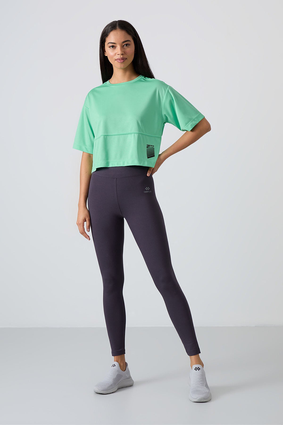 Antrasit Yüksek Bel Toparlayıcı Slim Fit Dar Paça Kadın Tayt - 94011