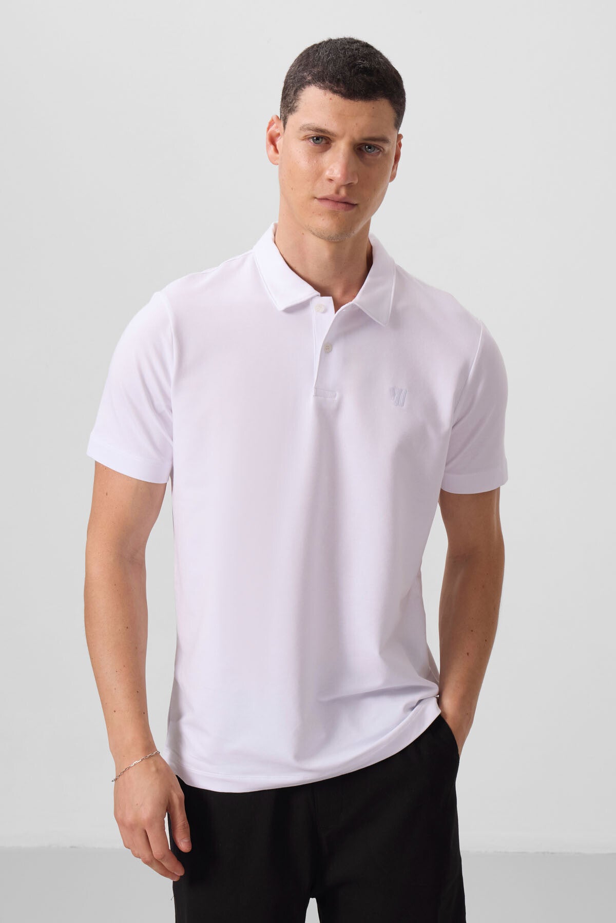 Beyaz Standart Kalıp Basic Polo Yaka Erkek T-Shirt - 87768