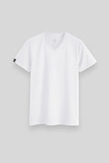 White Basic Short Sleeve Standard Fit V Neck Men's T-Shirt - 87912