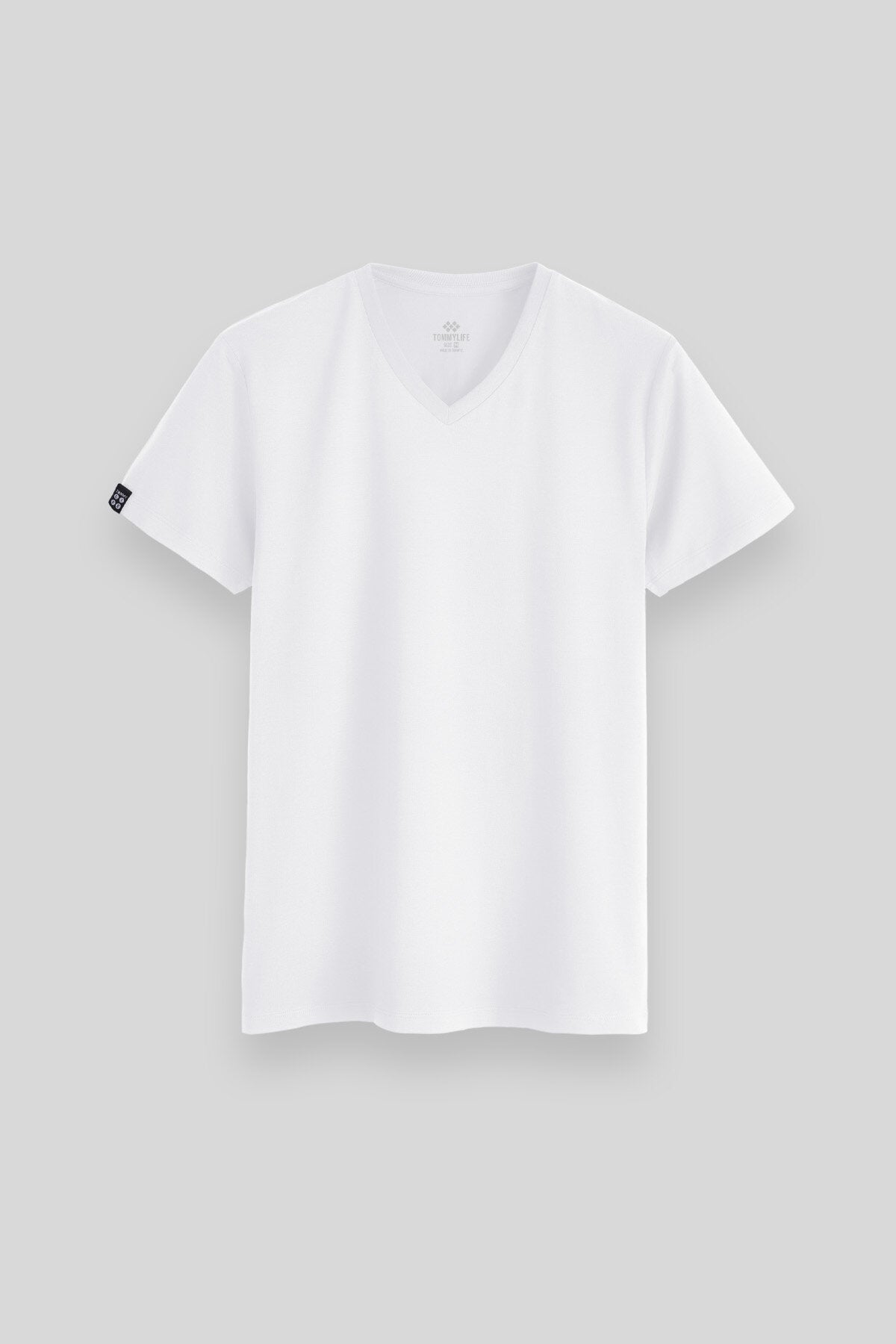 Beyaz Basic Kısa Kol Standart Kalıp V Yaka Erkek T-Shirt - 87912