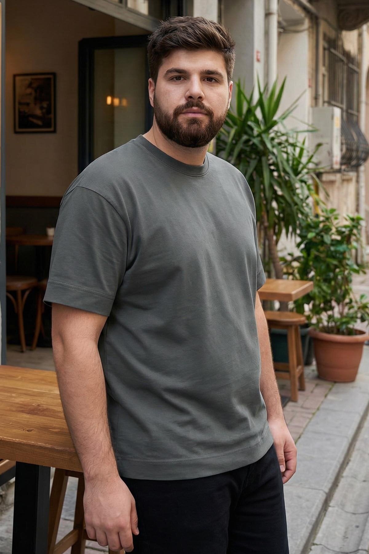 Çağla Basic Kısa Kol O Yaka Büyük Beden Erkek T-Shirt - 88072