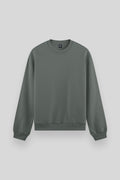 Olive Basic O Neck Relaxed Fit Men's Sweatshirt - 88053