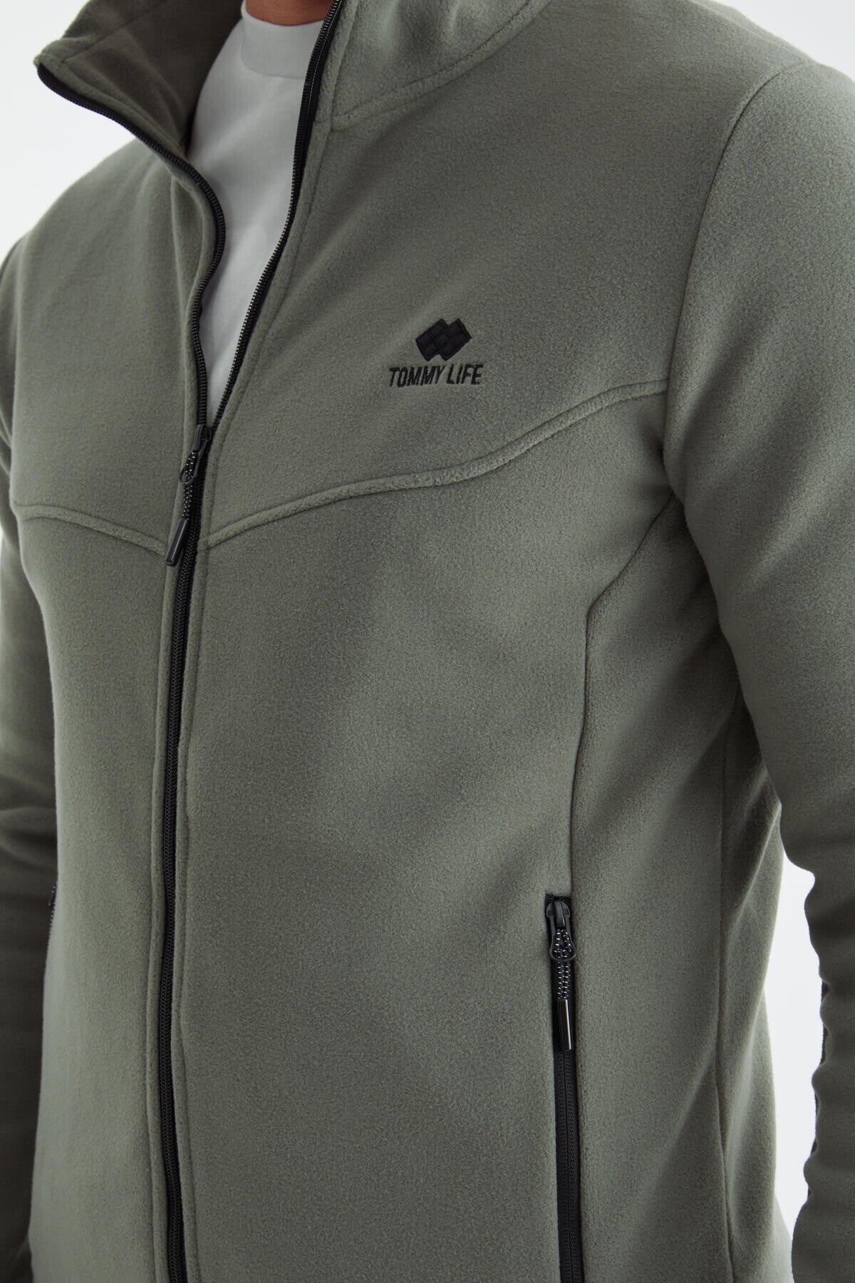 Çağla Fermuarlı Dik Yaka Standart Kalıp Erkek Polar Sweatshirt - 88134