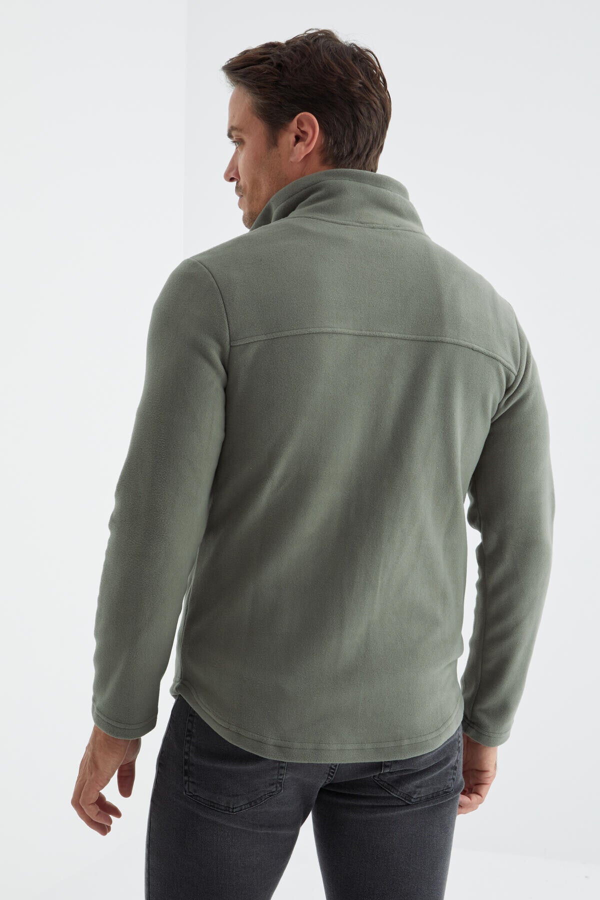 Çağla Fermuarlı Dik Yaka Standart Kalıp Erkek Polar Sweatshirt - 88134