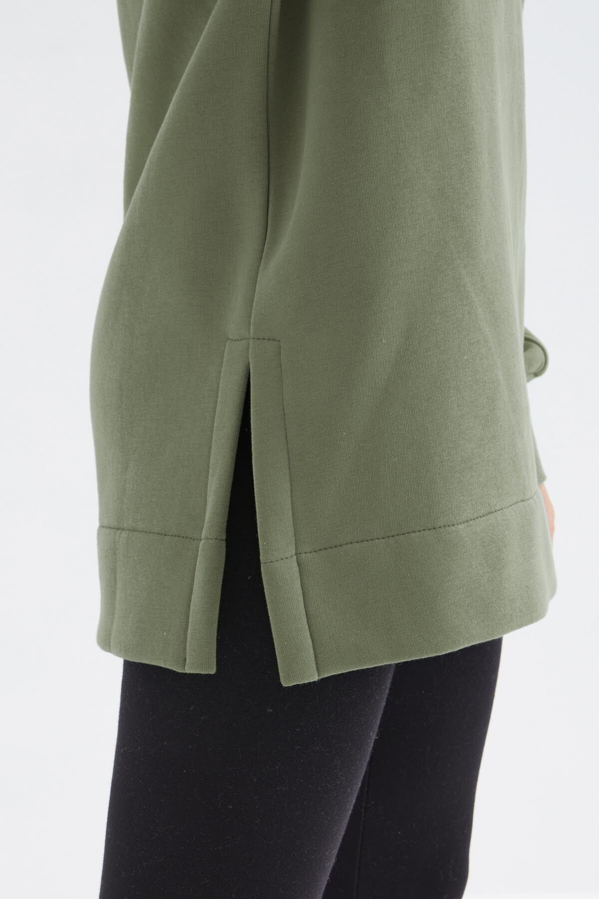 Çağla Reglan Kol Basic Kapüşonlu Oversize Sweatshirt Tunik - 97242