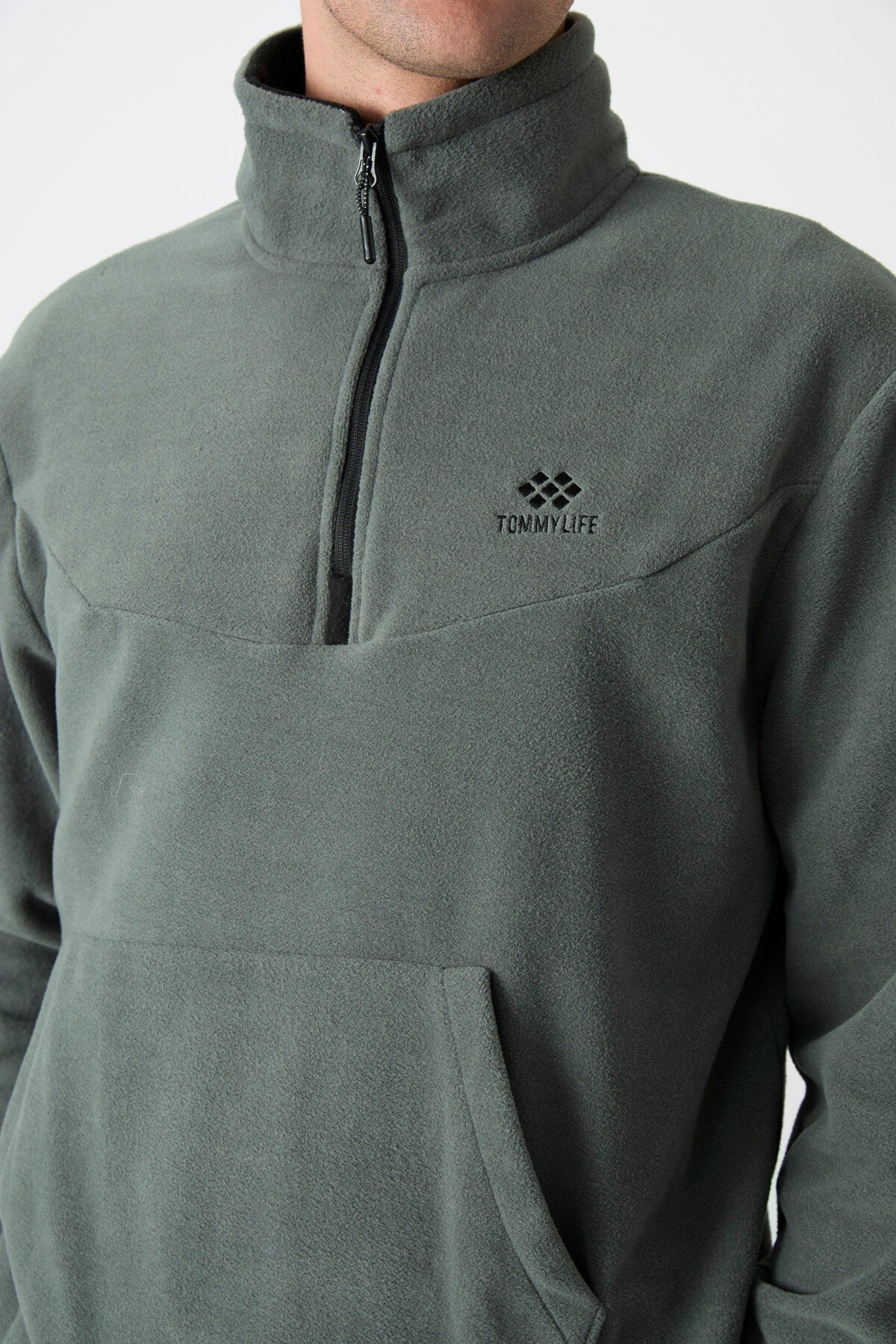 Çağla Yarım Fermuar Dik Yaka Lastik Paça Polar Erkek Eşofman Takımı - 85159