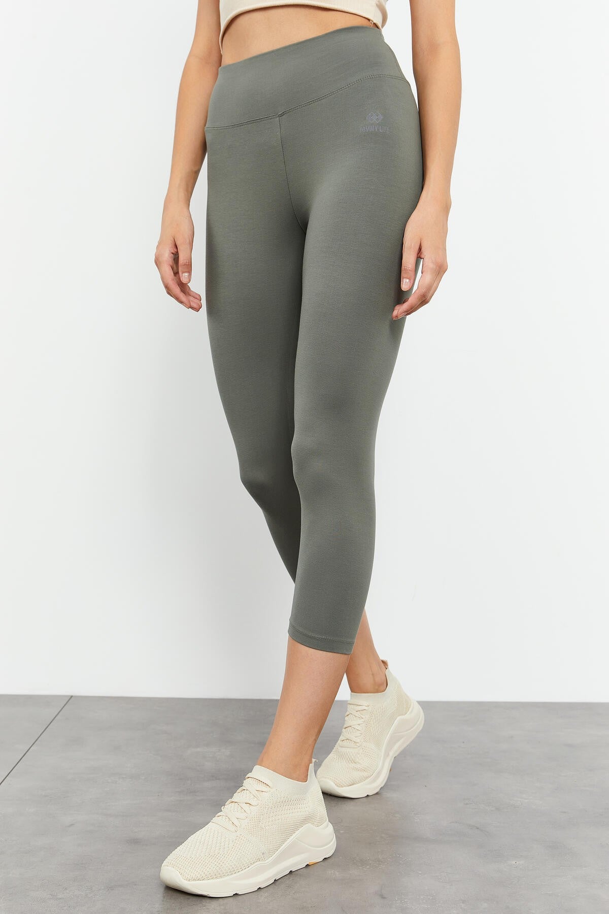 Çağla Yüksek Bel Slim Fit Dar Paça Kadın Kapri Tayt - 93097
