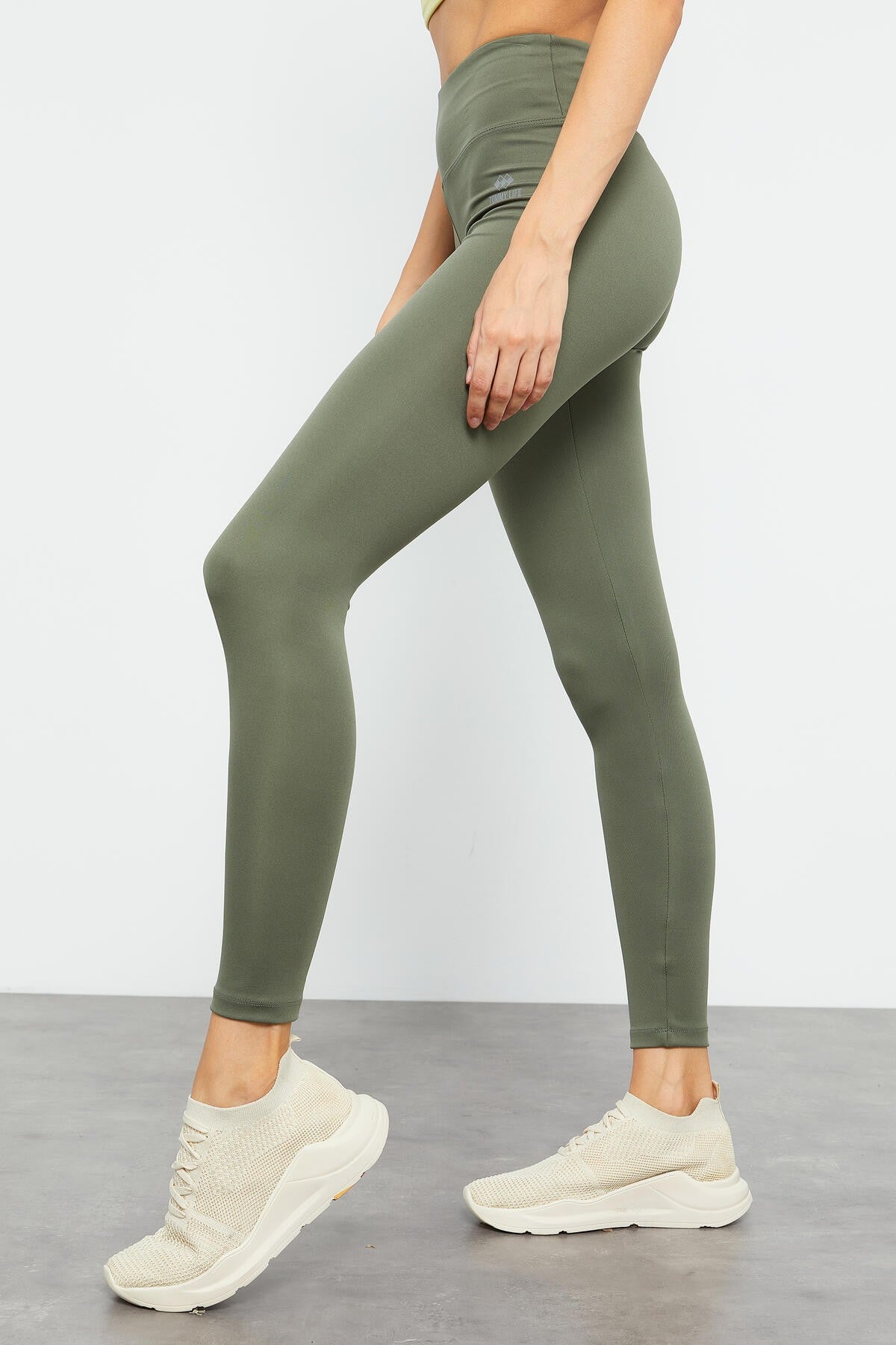 Çağla Yüksek Bel Streç Slim Fit Dar Paça Kadın Tayt - 94545