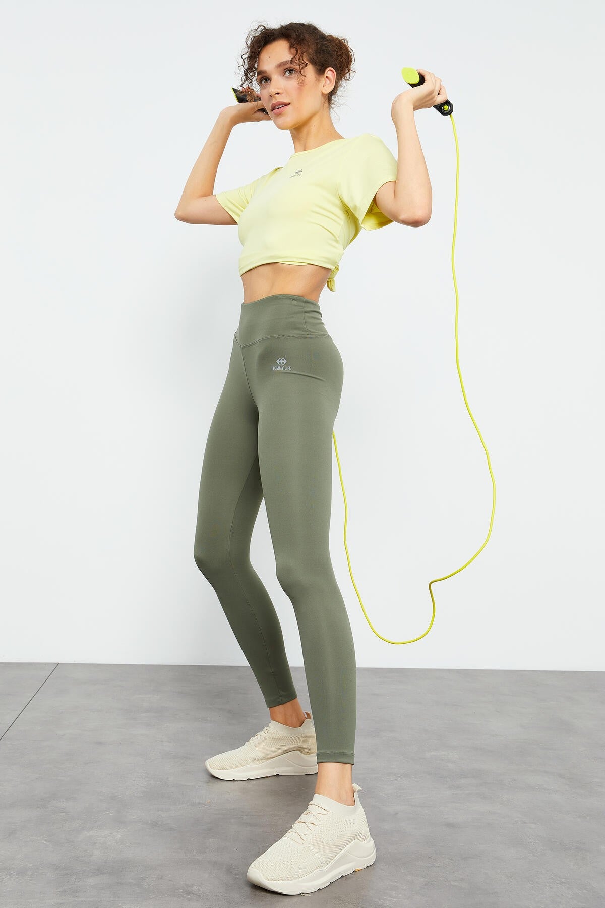 Çağla Yüksek Bel Streç Slim Fit Dar Paça Kadın Tayt - 94545