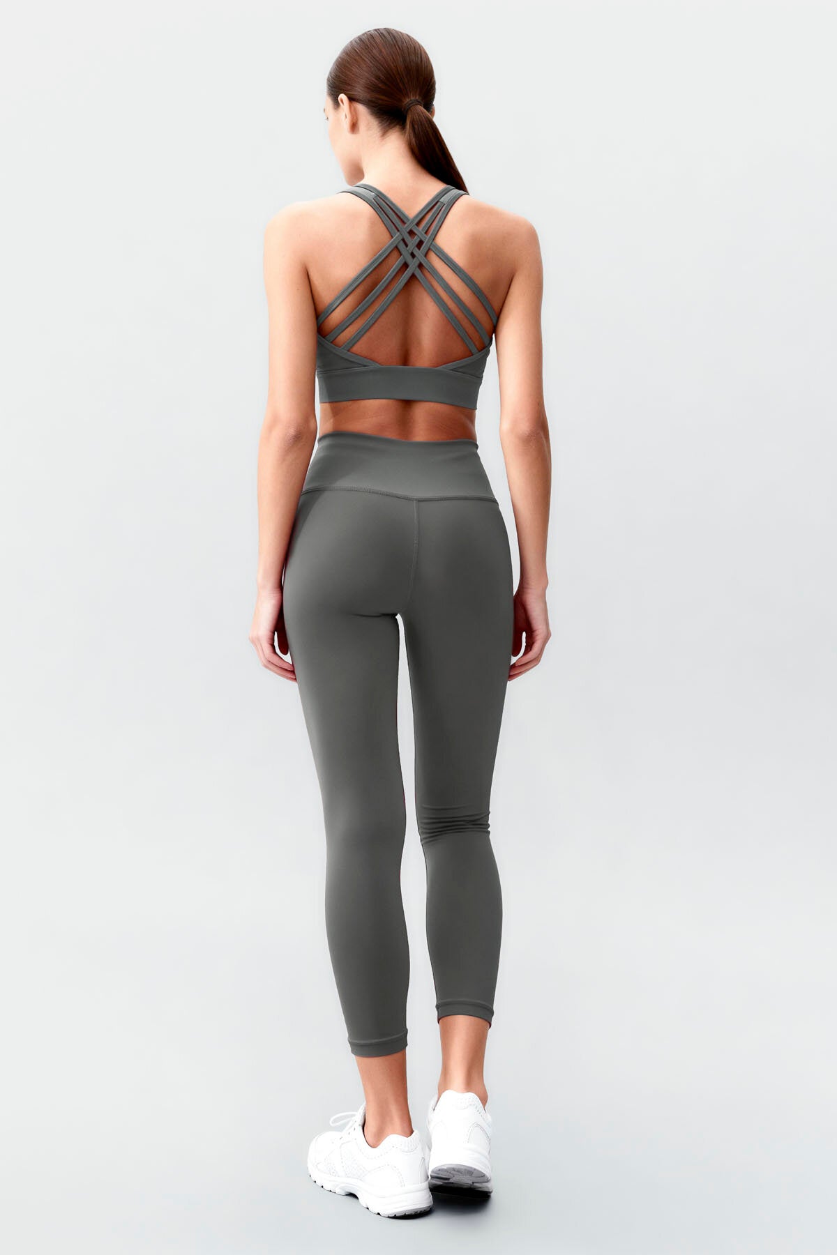 Çağla Yüksek Bel Toparlayıcı Çapraz Sırt Detaylı Slim Fit Kadın Tayt Takım - 95283