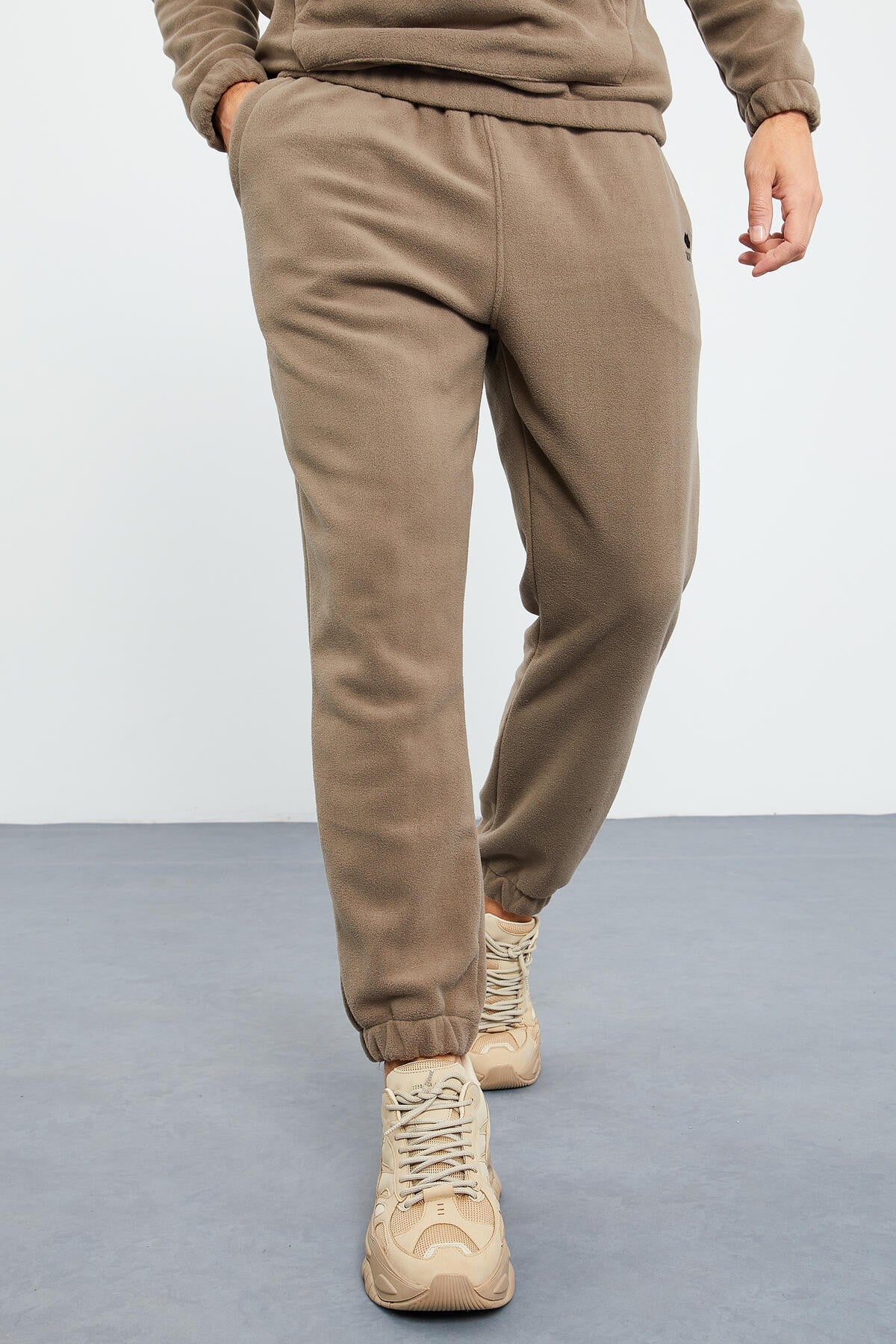 Camel Yarım Fermuar Dik Yaka Lastik Paça Polar Erkek Eşofman Takımı - 85159