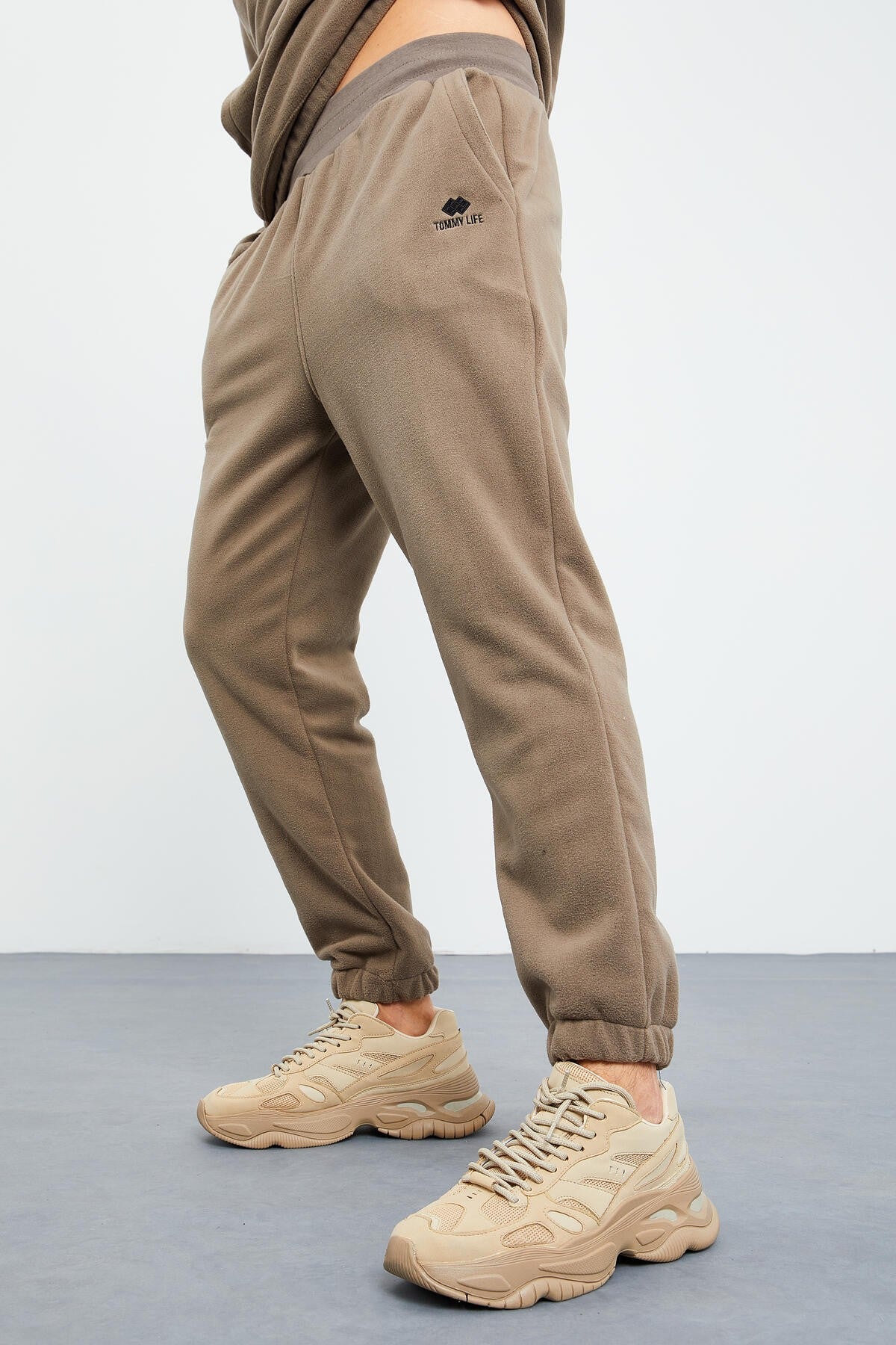 Camel Yarım Fermuar Dik Yaka Lastik Paça Polar Erkek Eşofman Takımı - 85159