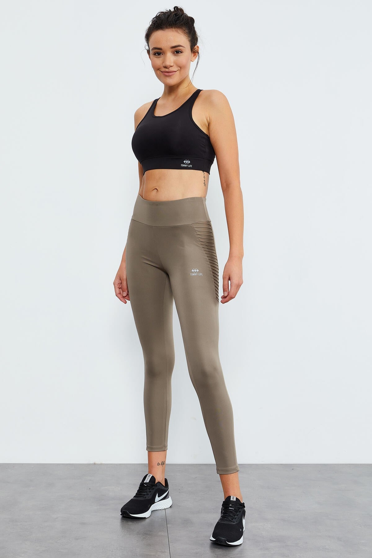 Camel Yüksek Bel Toparlayıcı Slim Fit Dar Paça Kadın Tayt  - 94568