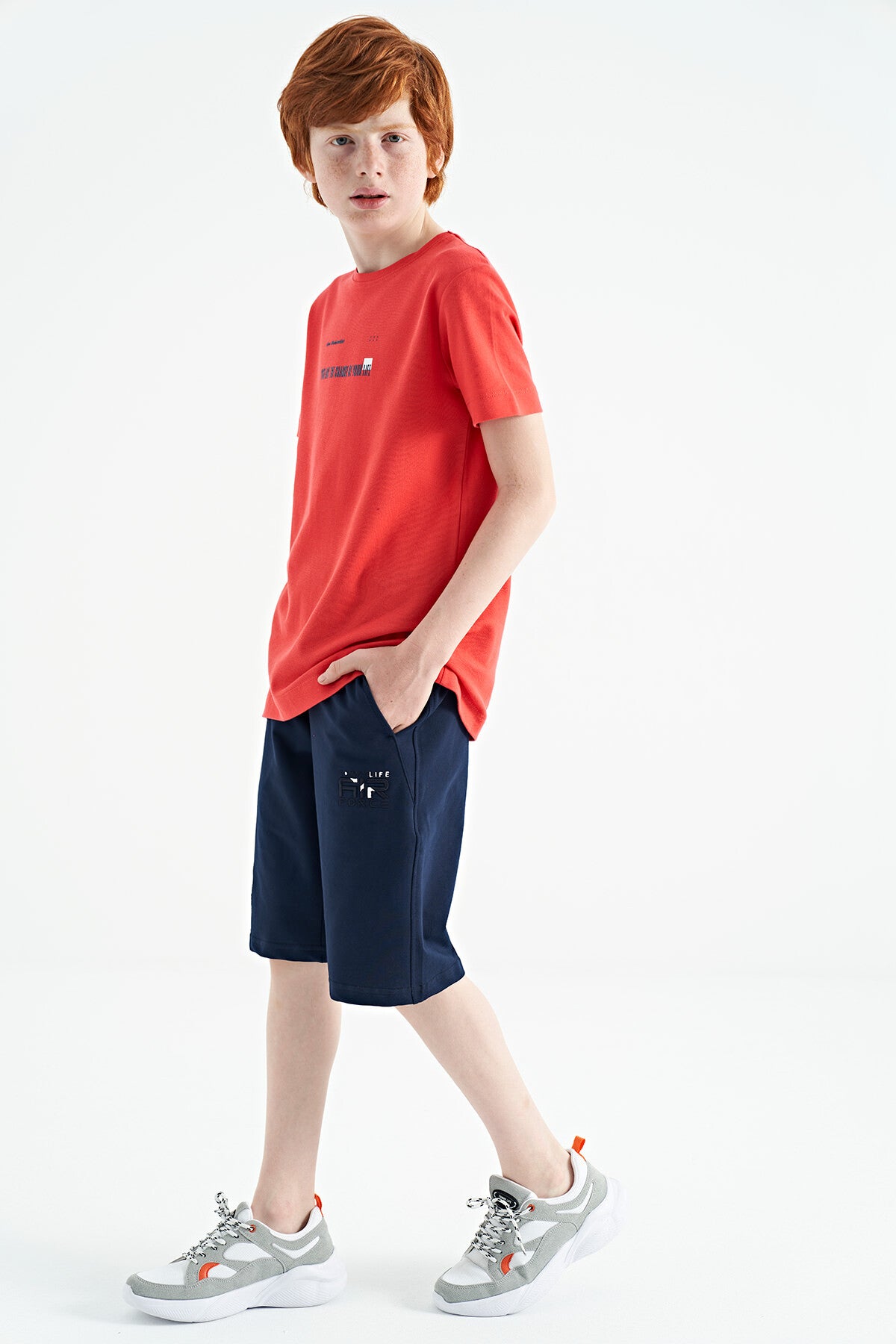 Coral Baskı Detaylı O Yaka Standart Kalıp Erkek  Çocuk T-Shirt - 11117