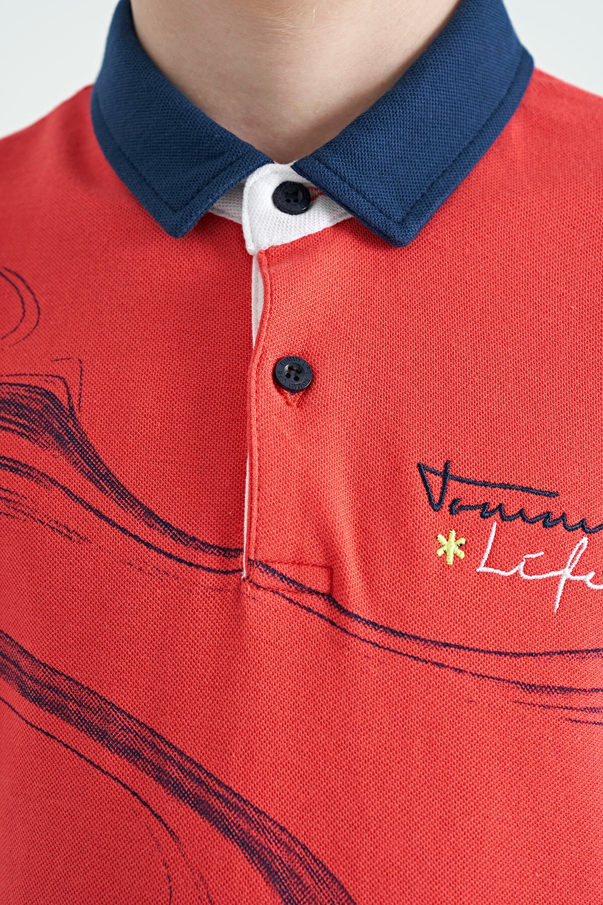 Coral Baskı Detaylı Standart Kalıp Polo Yaka Erkek Çocuk T-Shirt - 11165