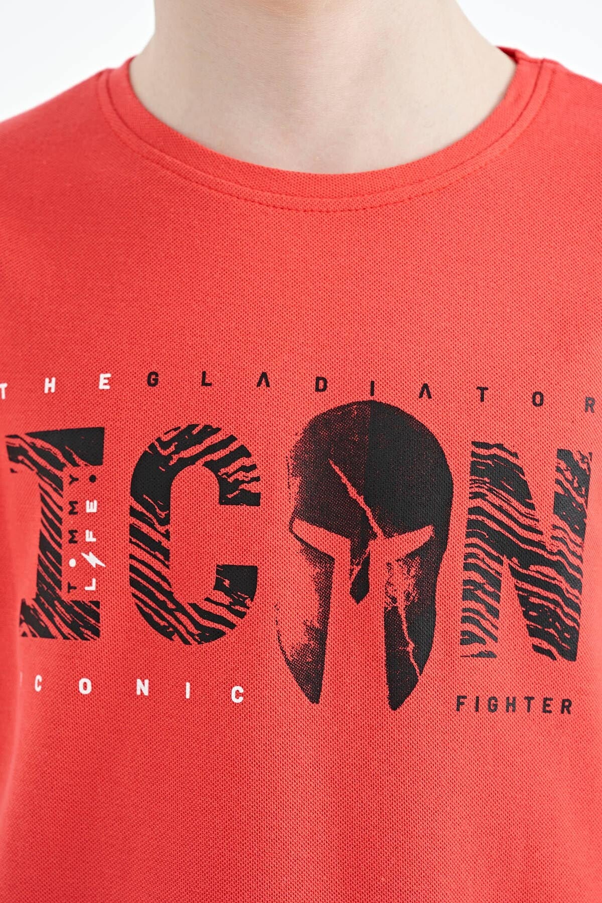 Coral Ön Yazı Nakışlı O Yaka Standart Kalıp Erkek  Çocuk T-Shirt - 11118