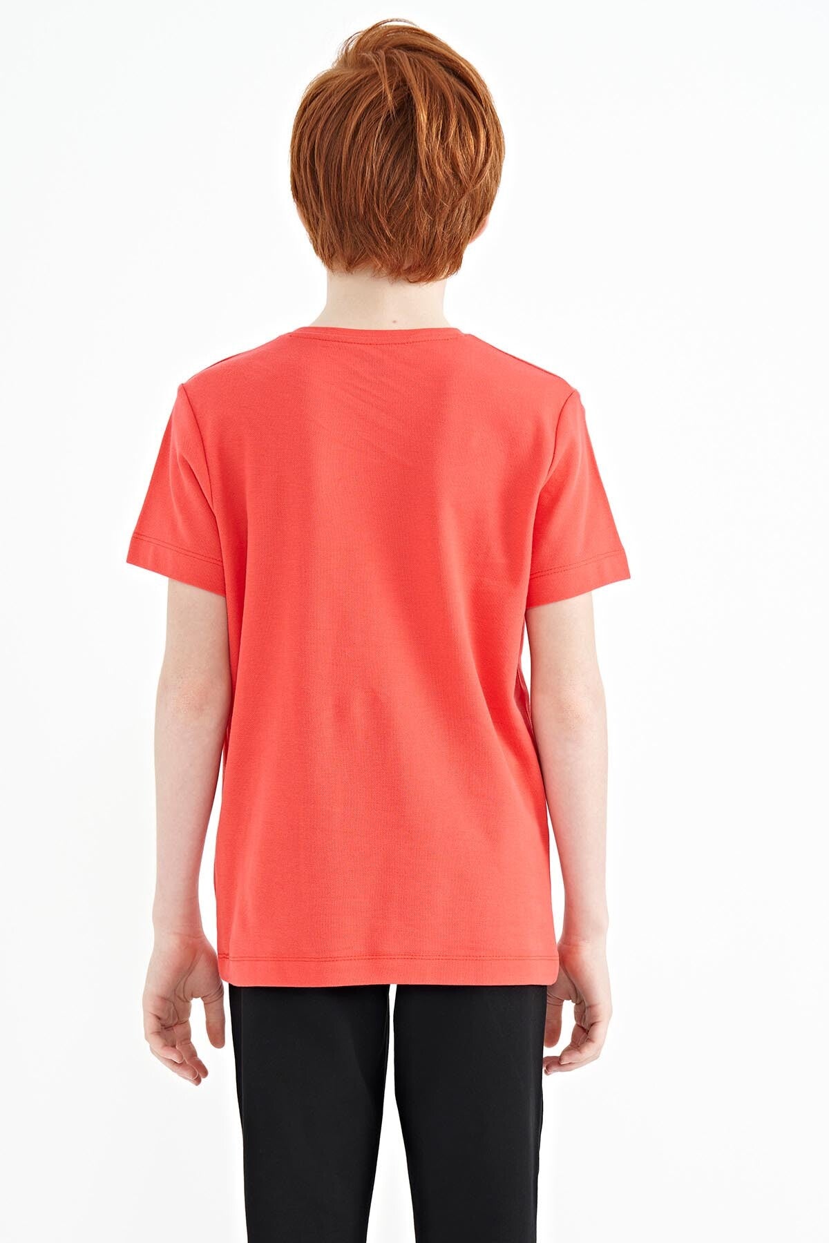 Coral Ön Yazı Nakışlı O Yaka Standart Kalıp Erkek  Çocuk T-Shirt - 11118