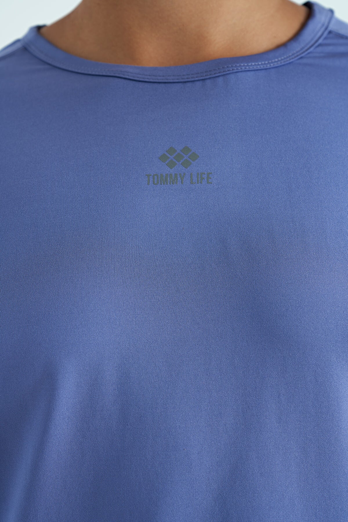 Eflatun O Yaka Baskı Detaylı Oversize Kısa Kol Kadın T-Shirt - 97263