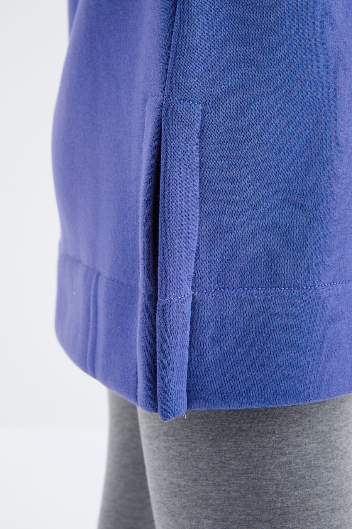 Eflatun Reglan Kol Basic Kapüşonlu Oversize Sweatshirt Tunik - 97242