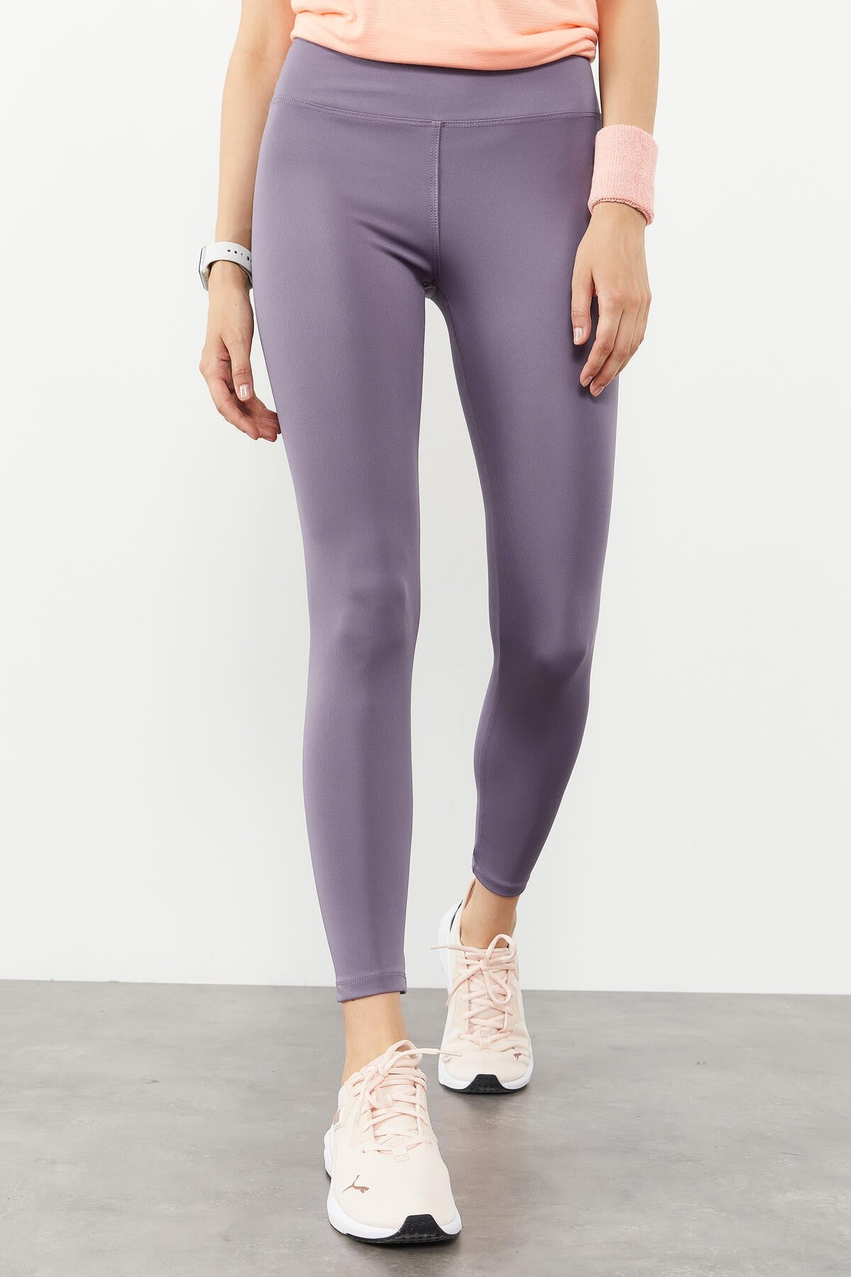 Eflatun Yüksek Bel Streç Slim Fit Dar Paça Kadın Tayt - 94545