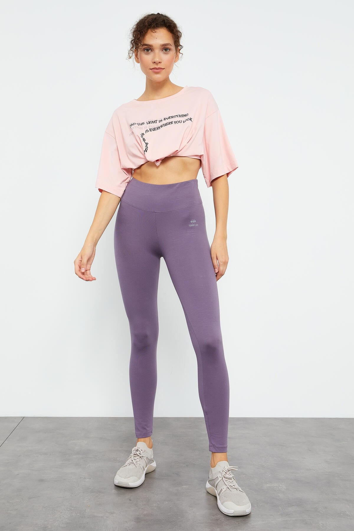 Eflatun Yüksek Bel Toparlayıcı Slim Fit Dar Paça Kadın Tayt - 94011