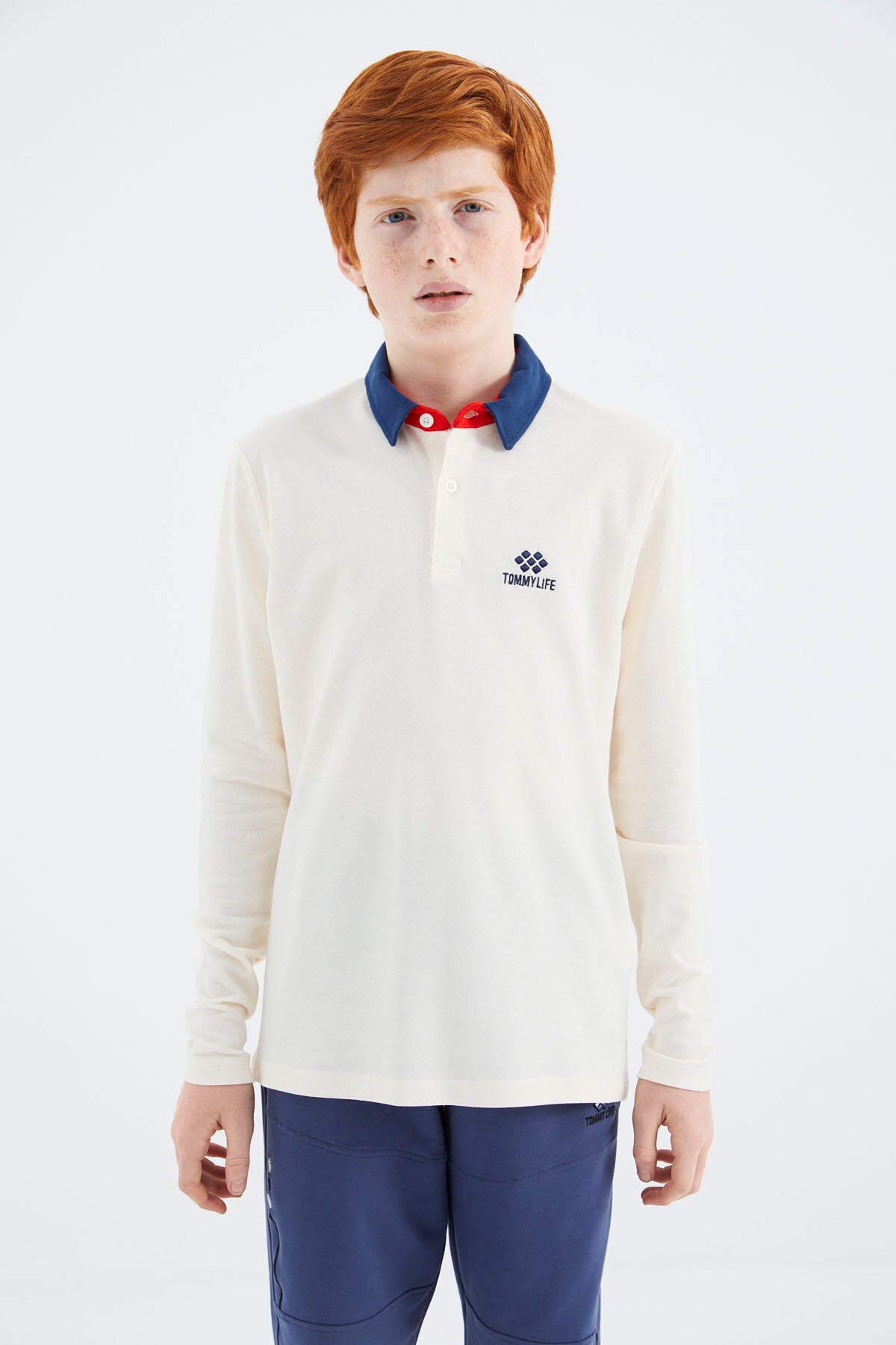 Ekru Polo Yaka Basic Erkek Çocuk T-Shirt - 11171