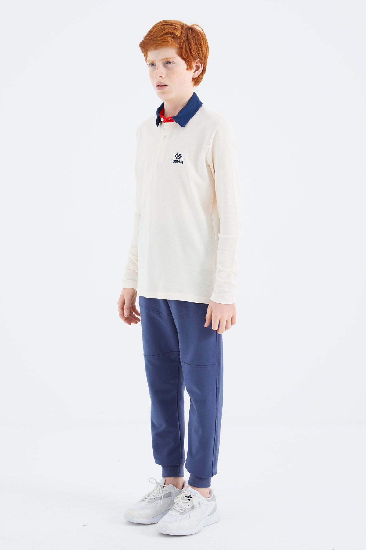Ekru Polo Yaka Basic Erkek Çocuk T-Shirt - 11171
