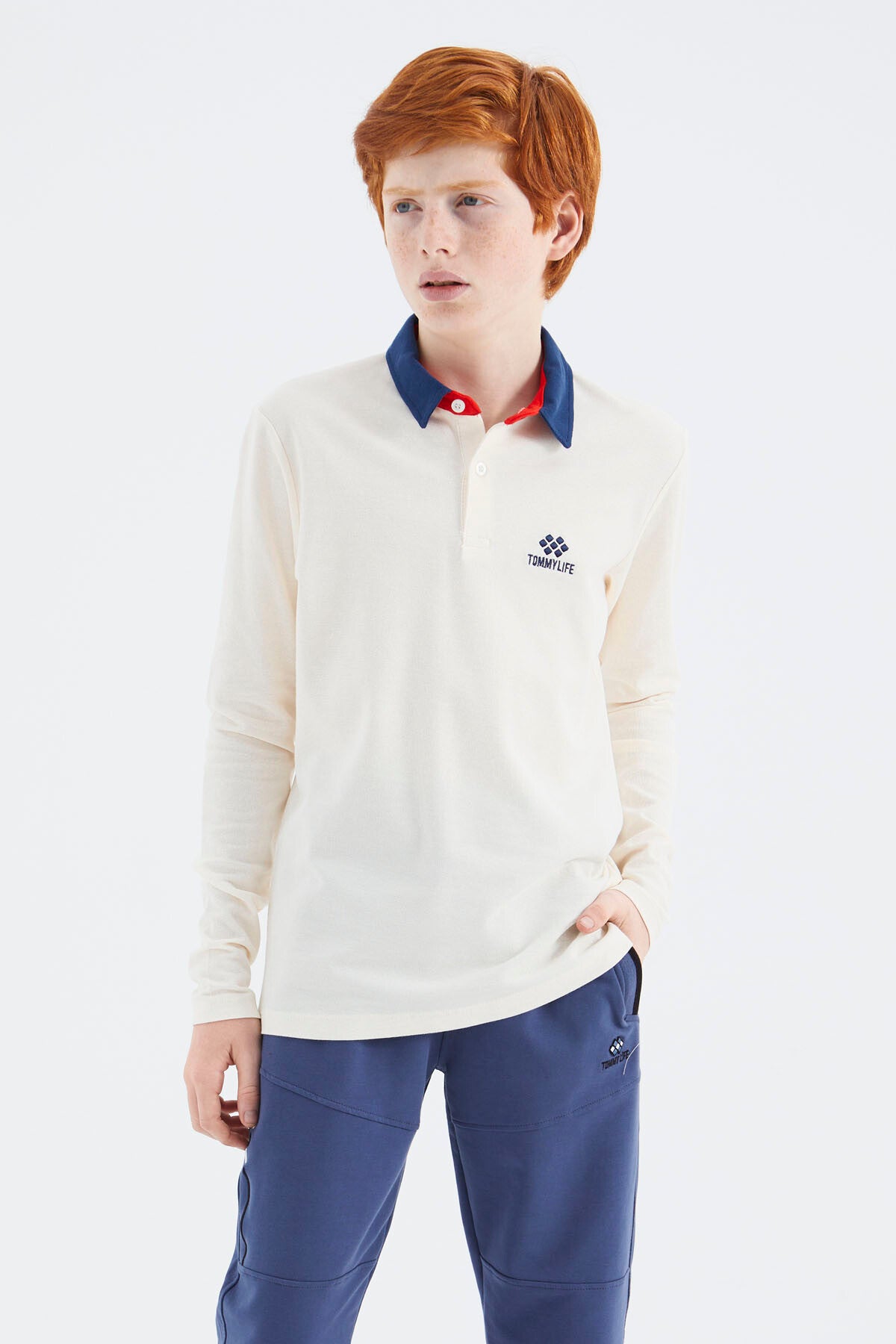 Ekru Polo Yaka Basic Erkek Çocuk T-Shirt - 11171