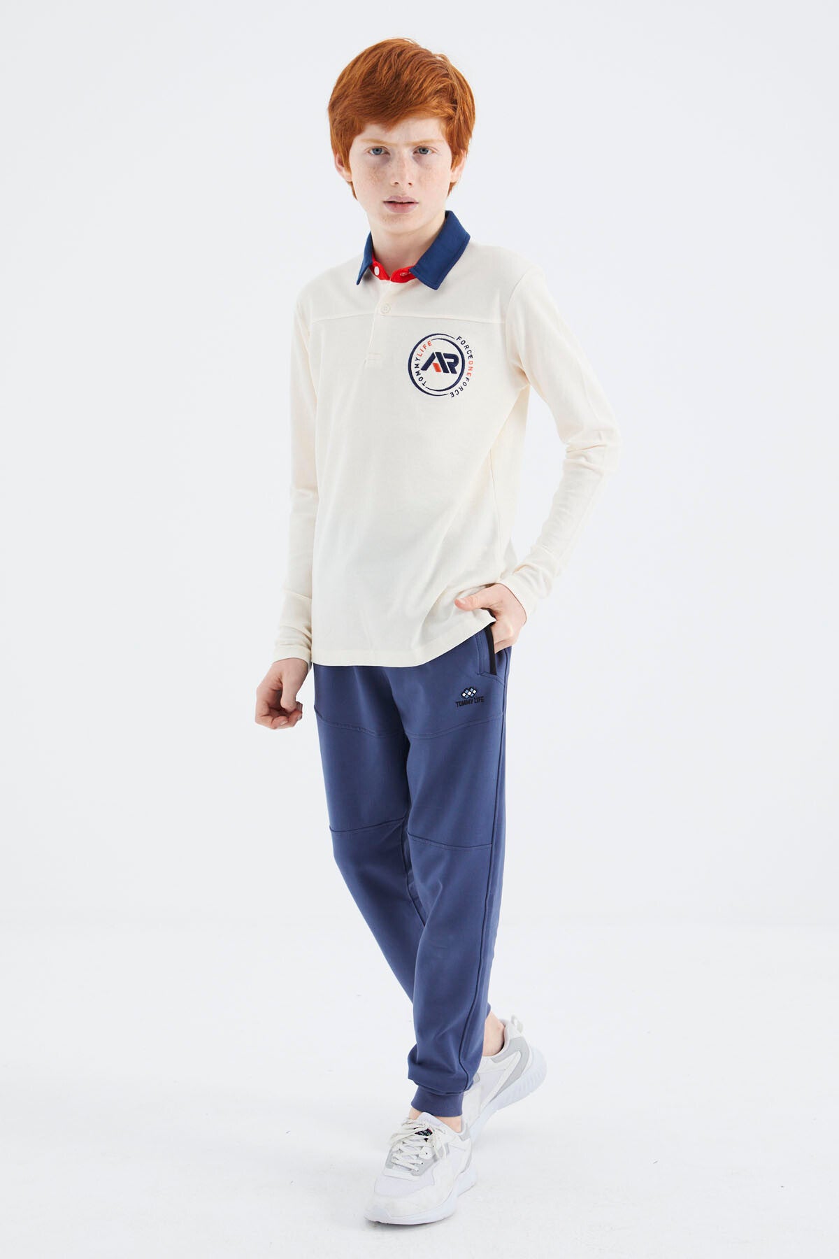 Ekru Polo Yaka Erkek Çocuk T-Shirt - 11172