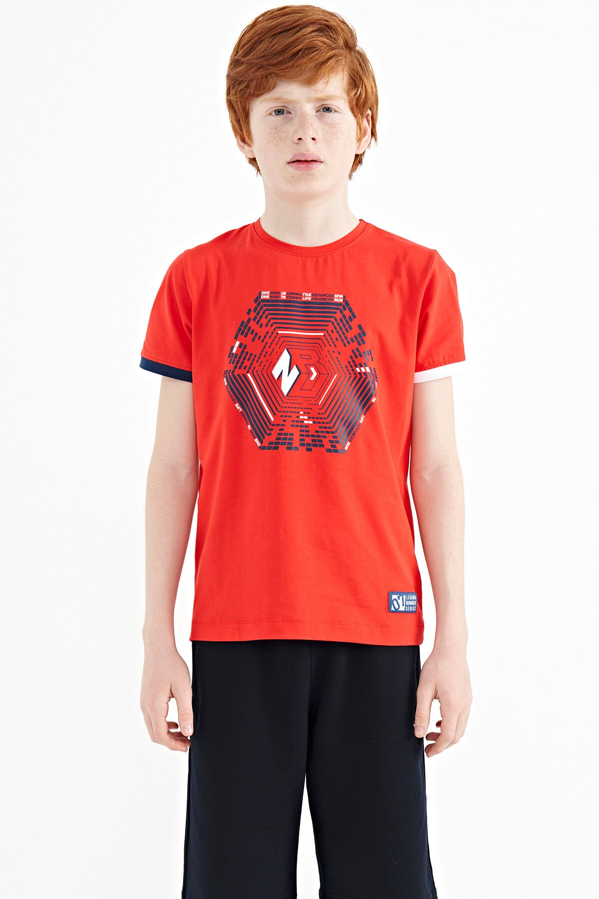 Fiesta Kol Ucu Renkli Detaylı Baskılı Standart Kalıp Erkek Çocuk T-Shirt - 11156