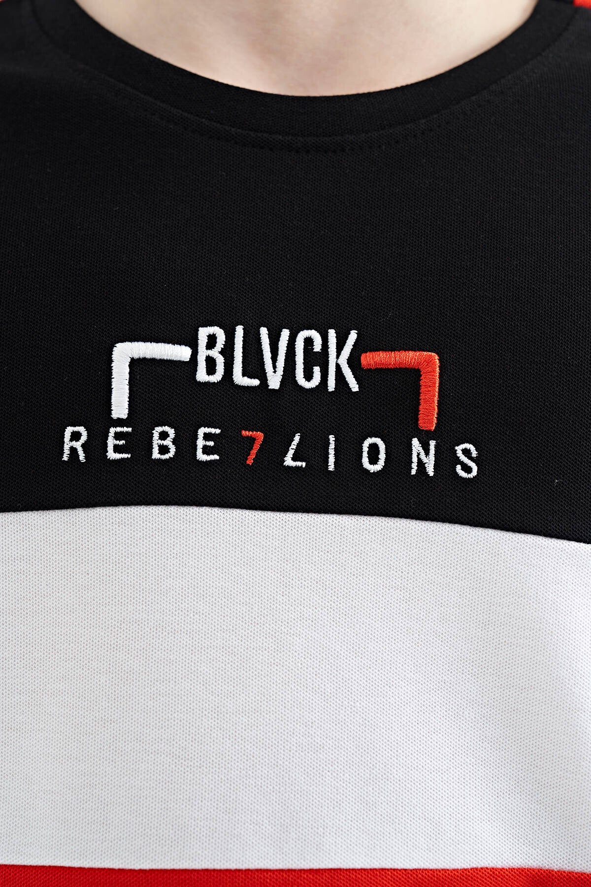 Fiesta Renk Geçişli Nakışlı Oversize Erkek Çocuk T-Shirt - 11159