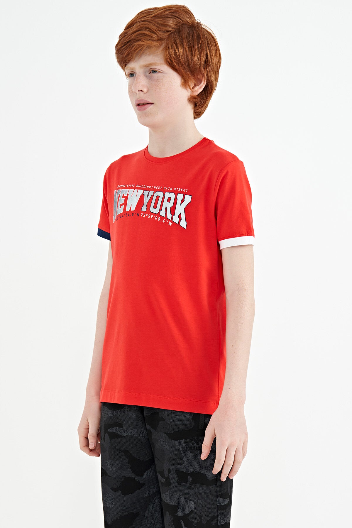 Fiesta Yazı Baskılı Standart Kalıp O Yaka Erkek  Çocuk T-Shirt - 11105