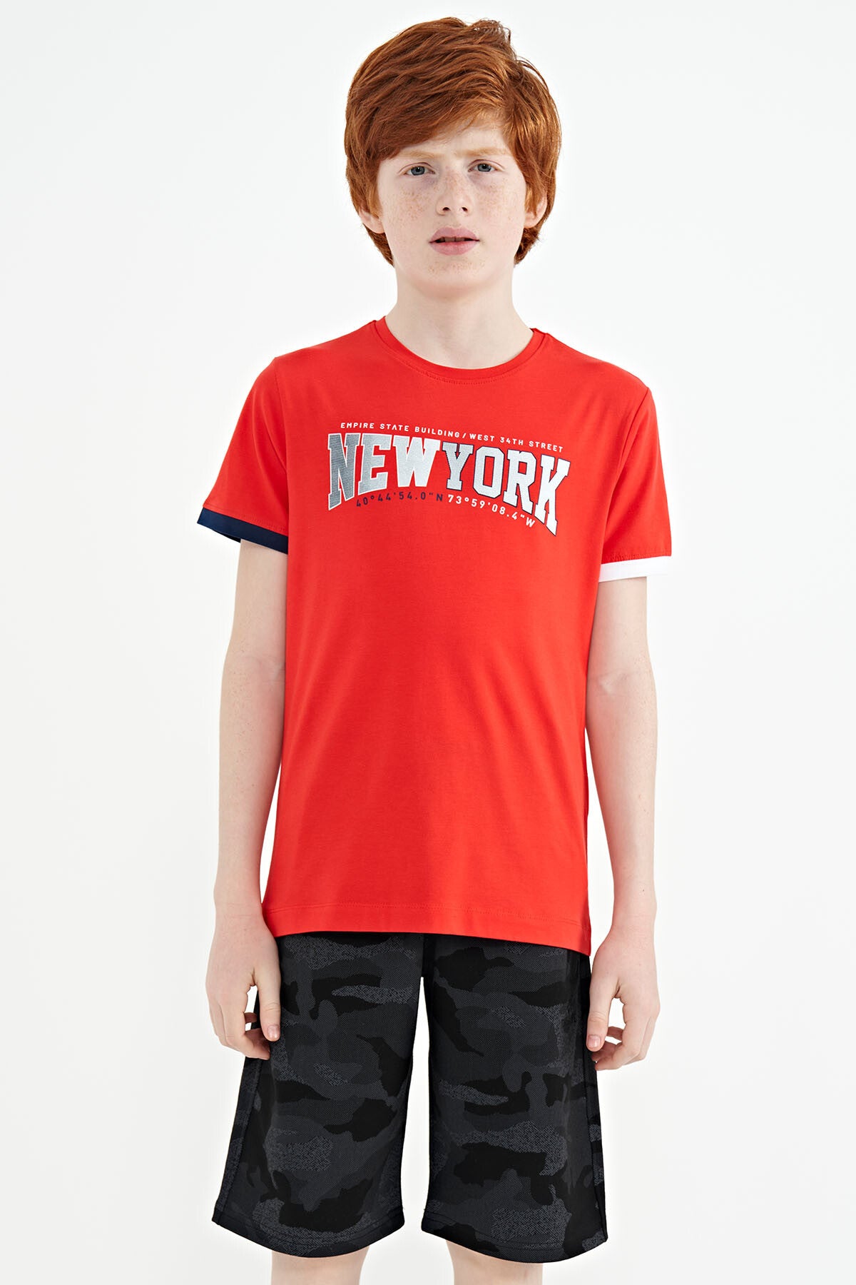 Fiesta Yazı Baskılı Standart Kalıp O Yaka Erkek  Çocuk T-Shirt - 11105