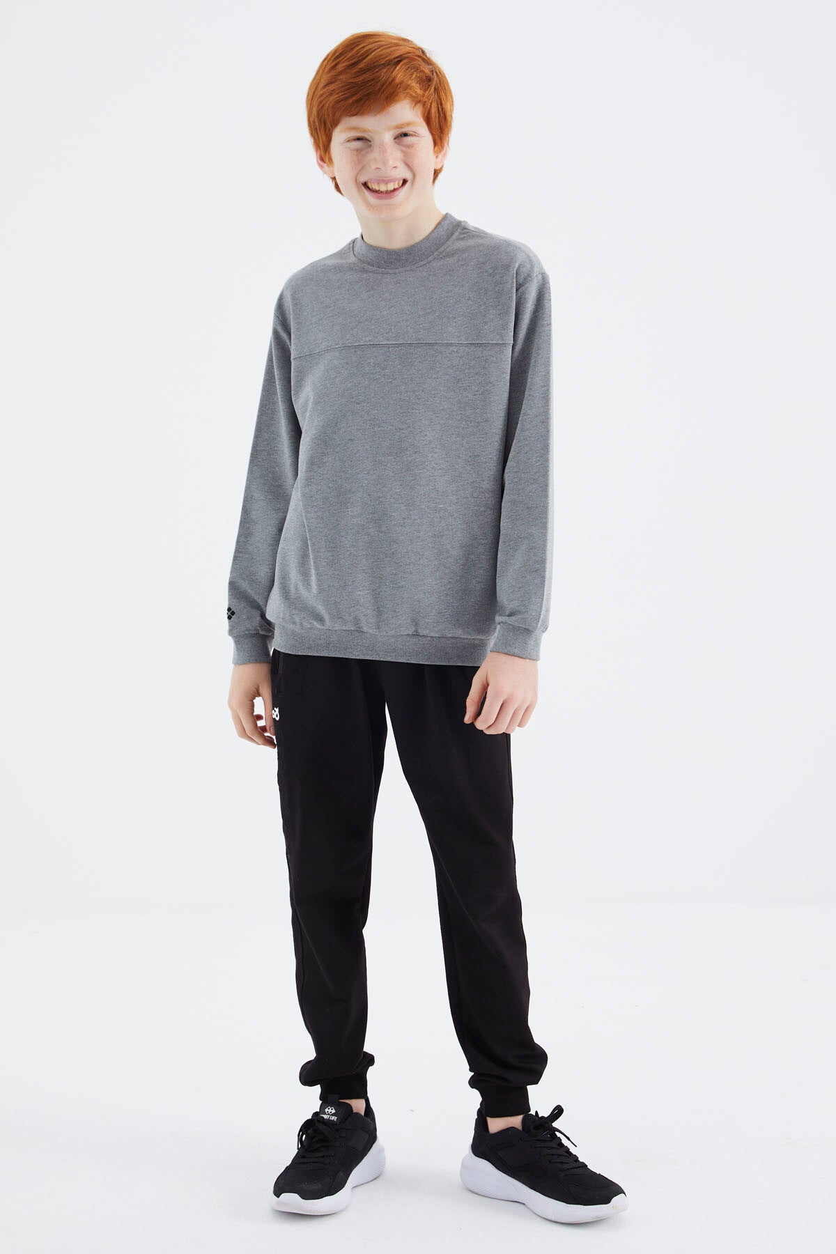 Gri Melanj Basic Erkek Çocuk Sweatshirt - 11173